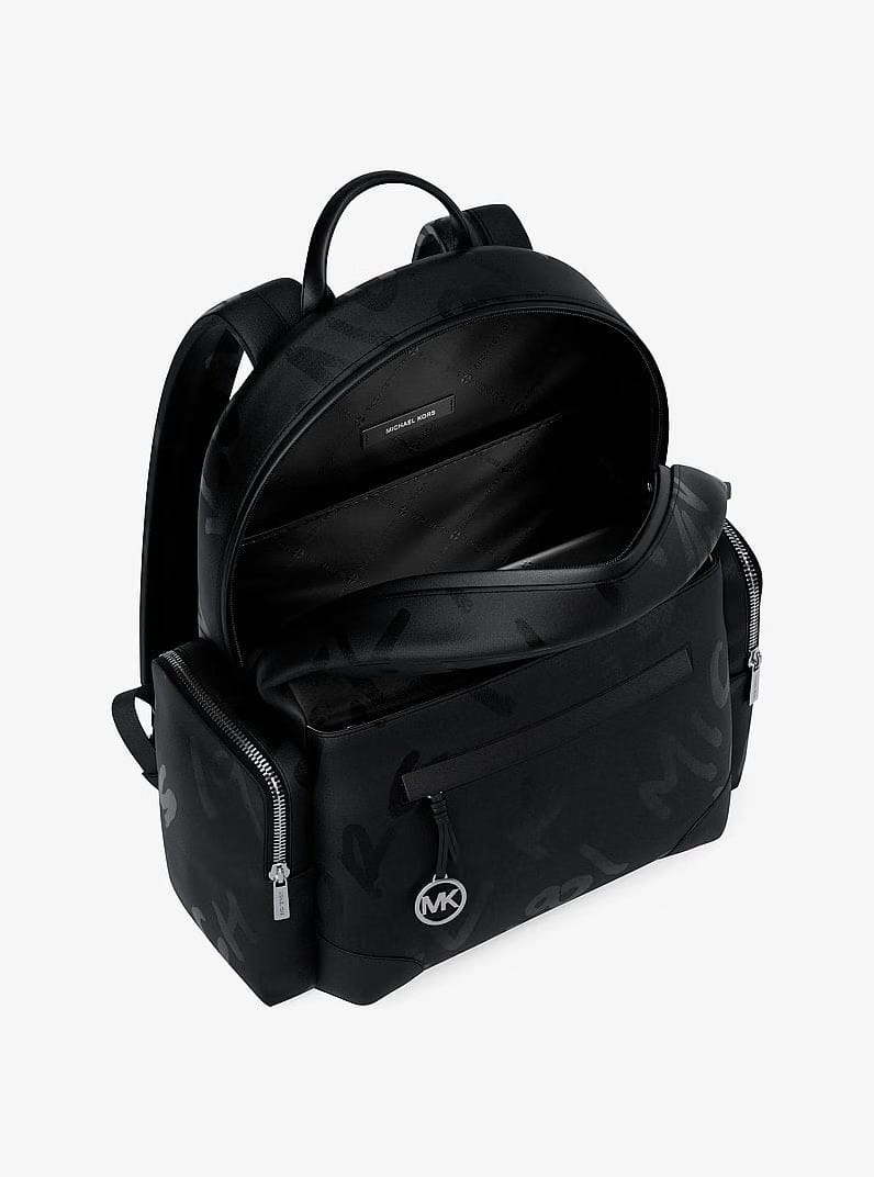 Michael Kors Prescott Large Printed Nylon Backpack Black