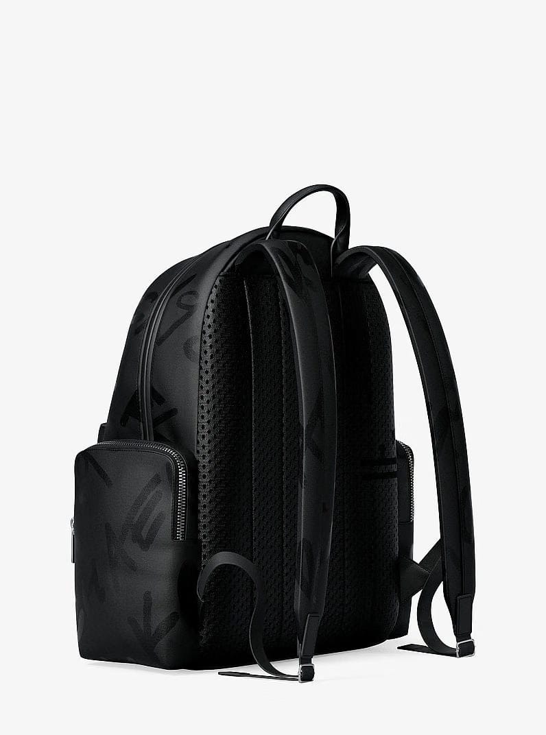 Michael Kors Prescott Large Printed Nylon Backpack Black