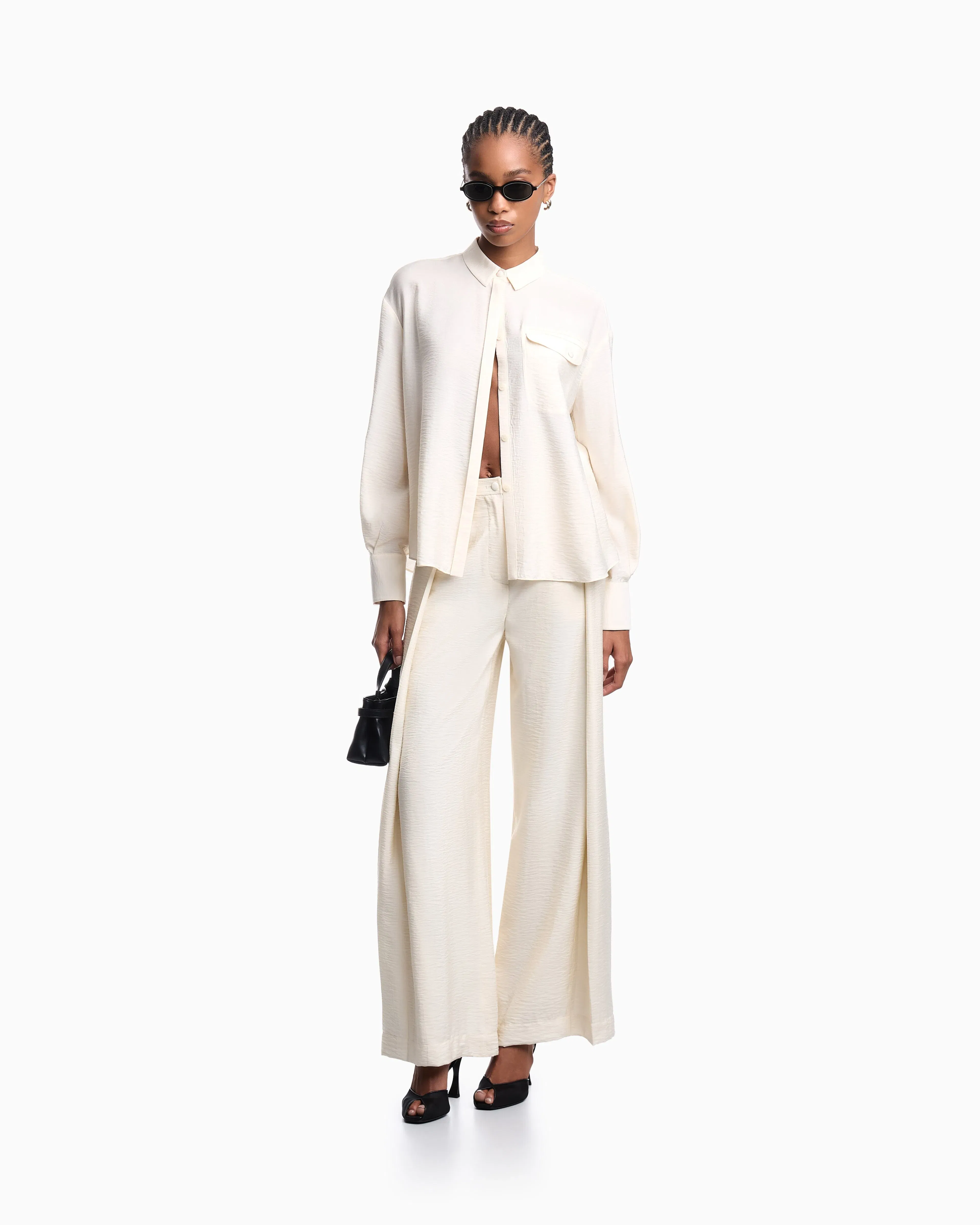 Emporio Armani Wide-leg trousers in technical rayon