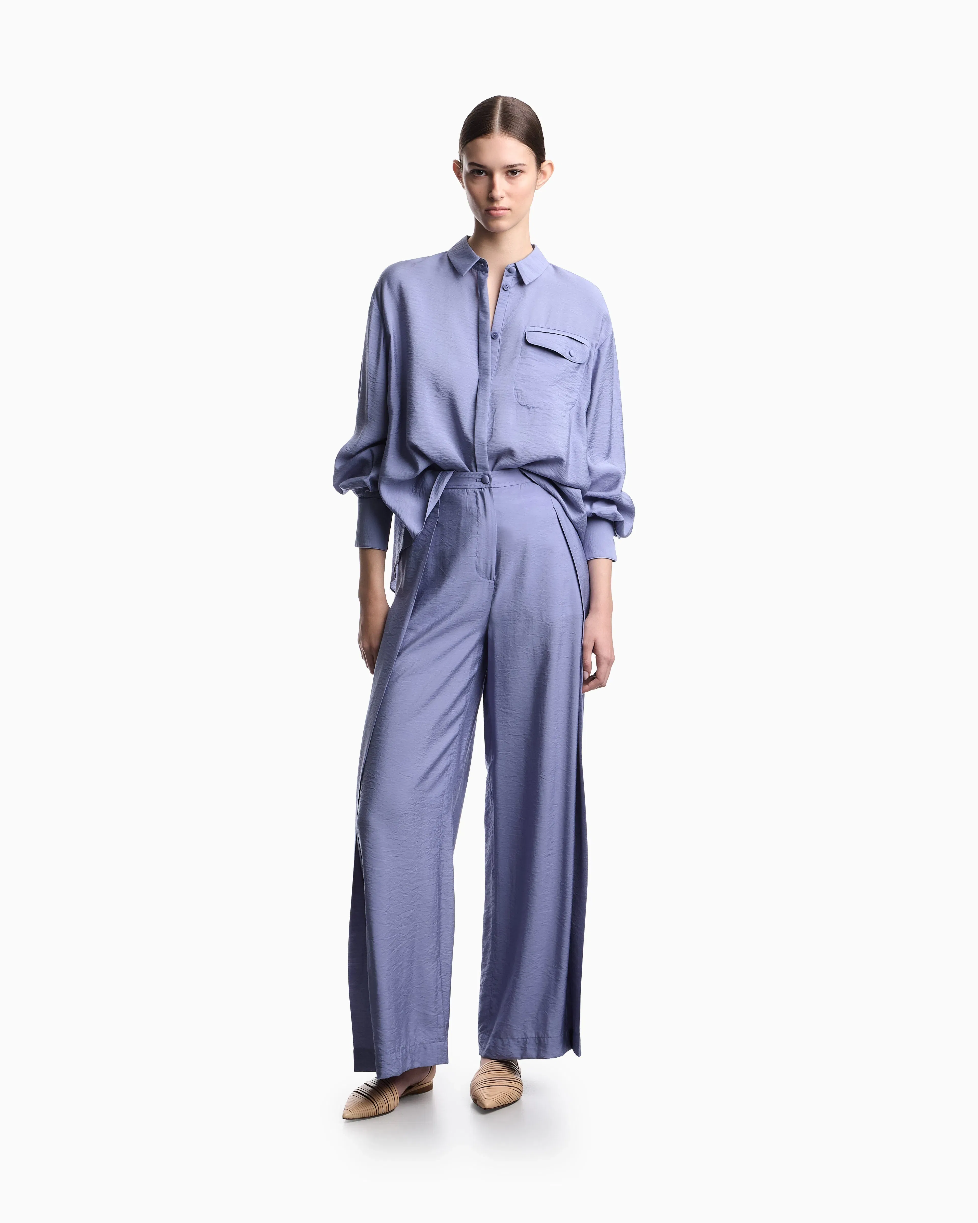 Emporio Armani Wide-leg trousers in technical rayon