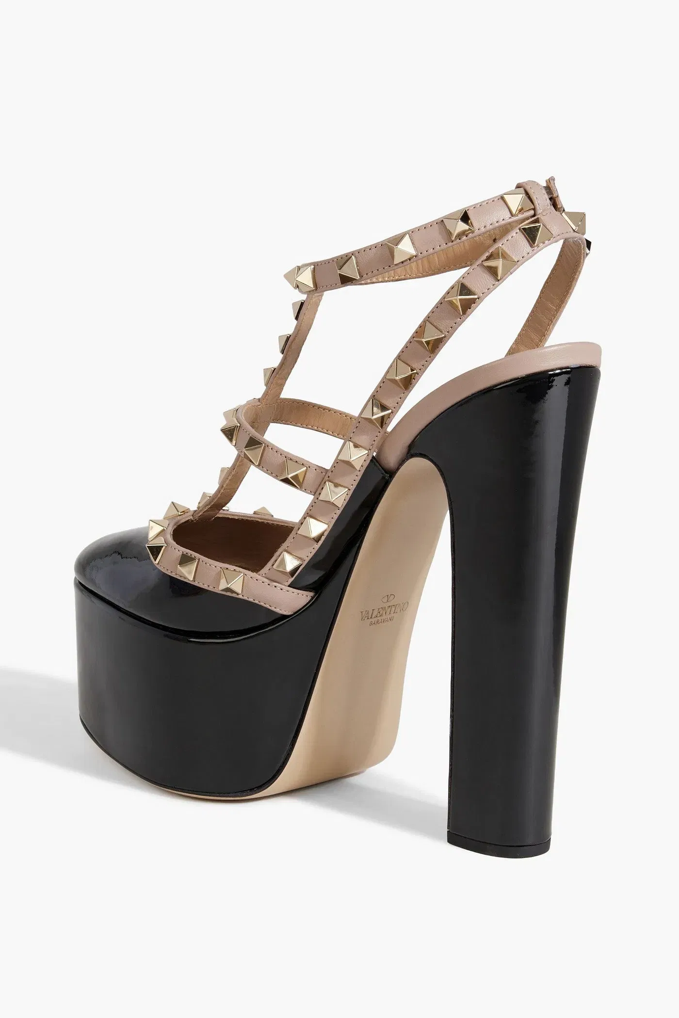 Valentino Garavani Rockstud Patent-Leather Platform Pumps Black Women's