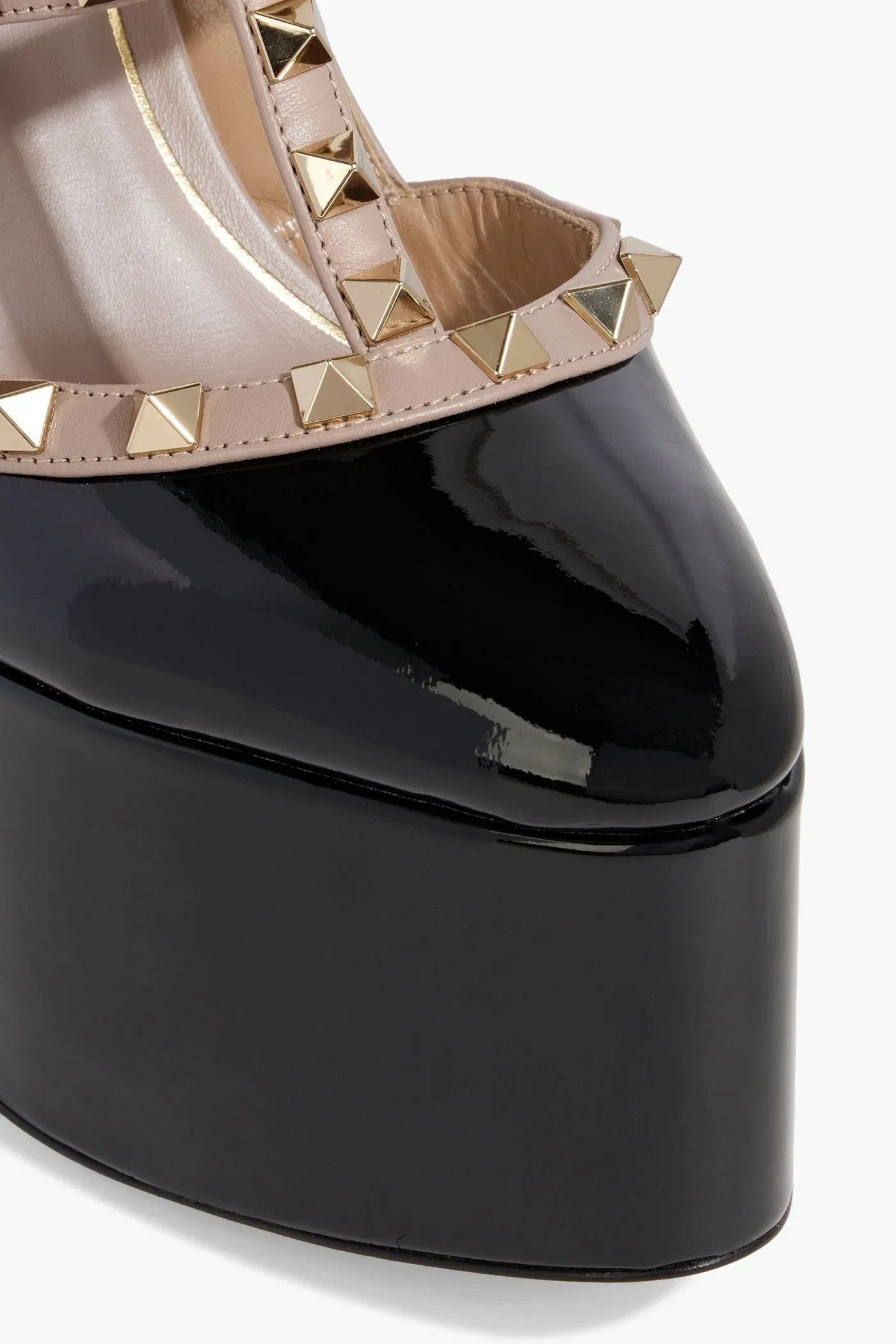 Valentino Garavani Rockstud Patent-Leather Platform Pumps Black Women's