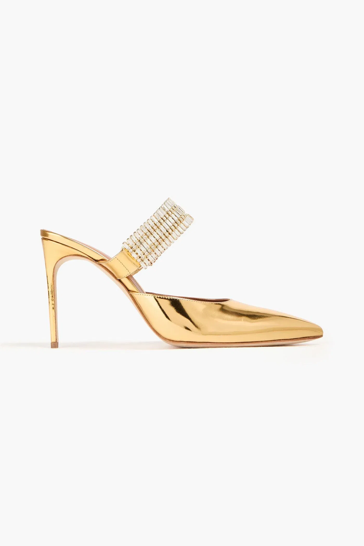 Malone Souliers Jolie 90 Embellished Mirrored-Leather Mules Gold Women's