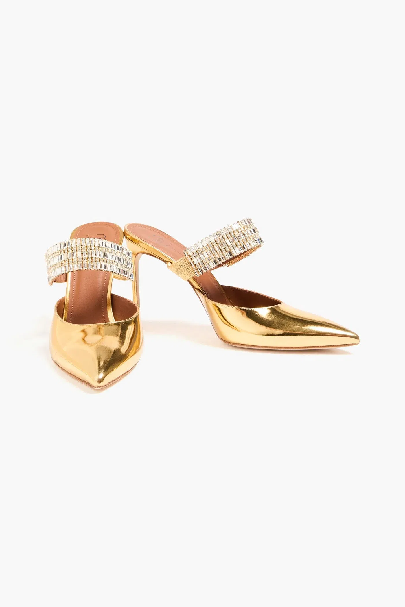 Malone Souliers Jolie 90 Embellished Mirrored-Leather Mules Gold Women's