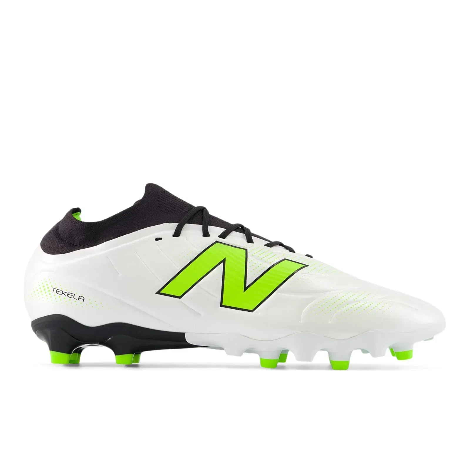 New Balance Tekela Team Low Laced Fg V5 White With Black And Pixel Green White With Black And Pixel Green