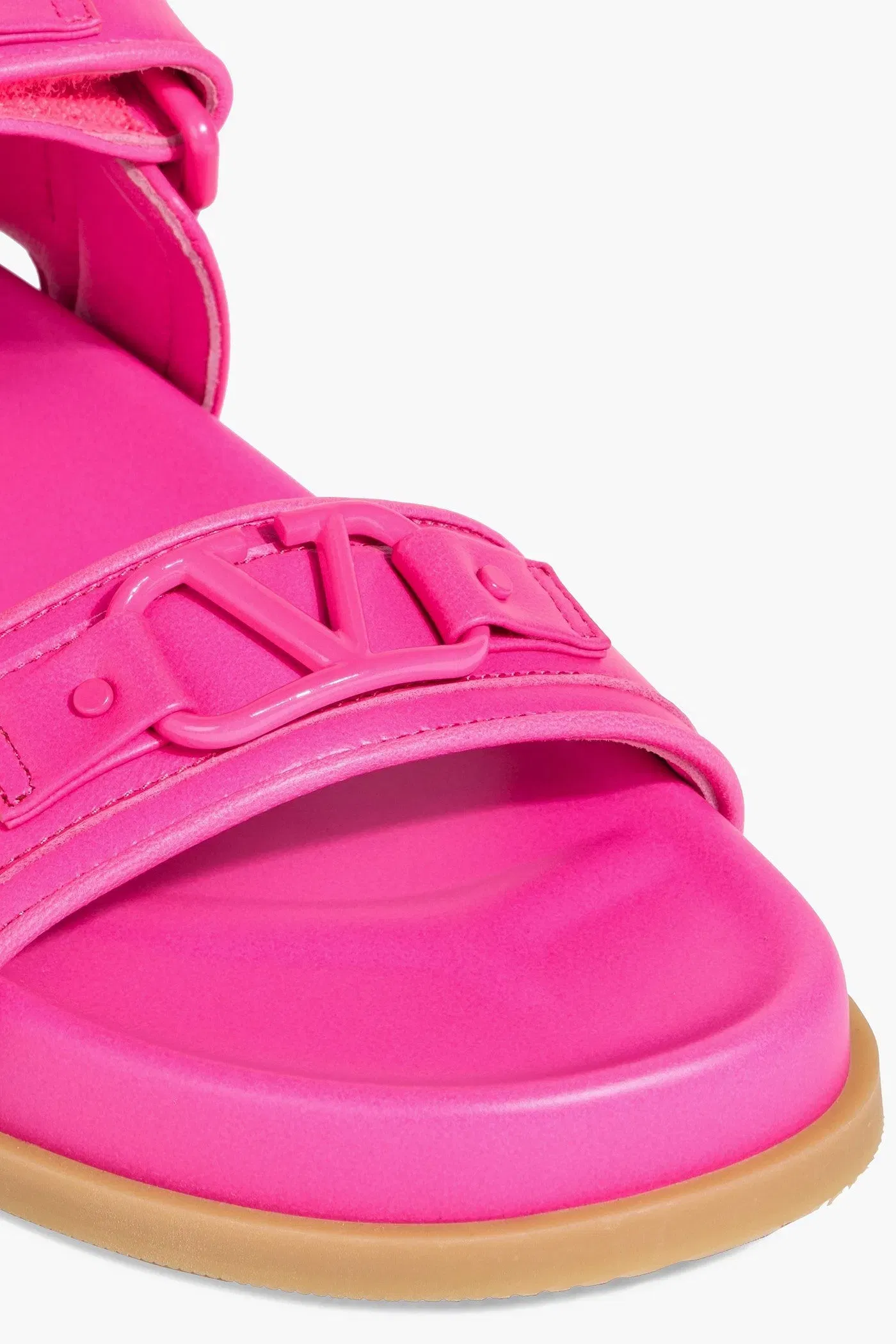 Valentino Garavani Vlogo Signature Leather Slingback Sandals Bright Pink Women's