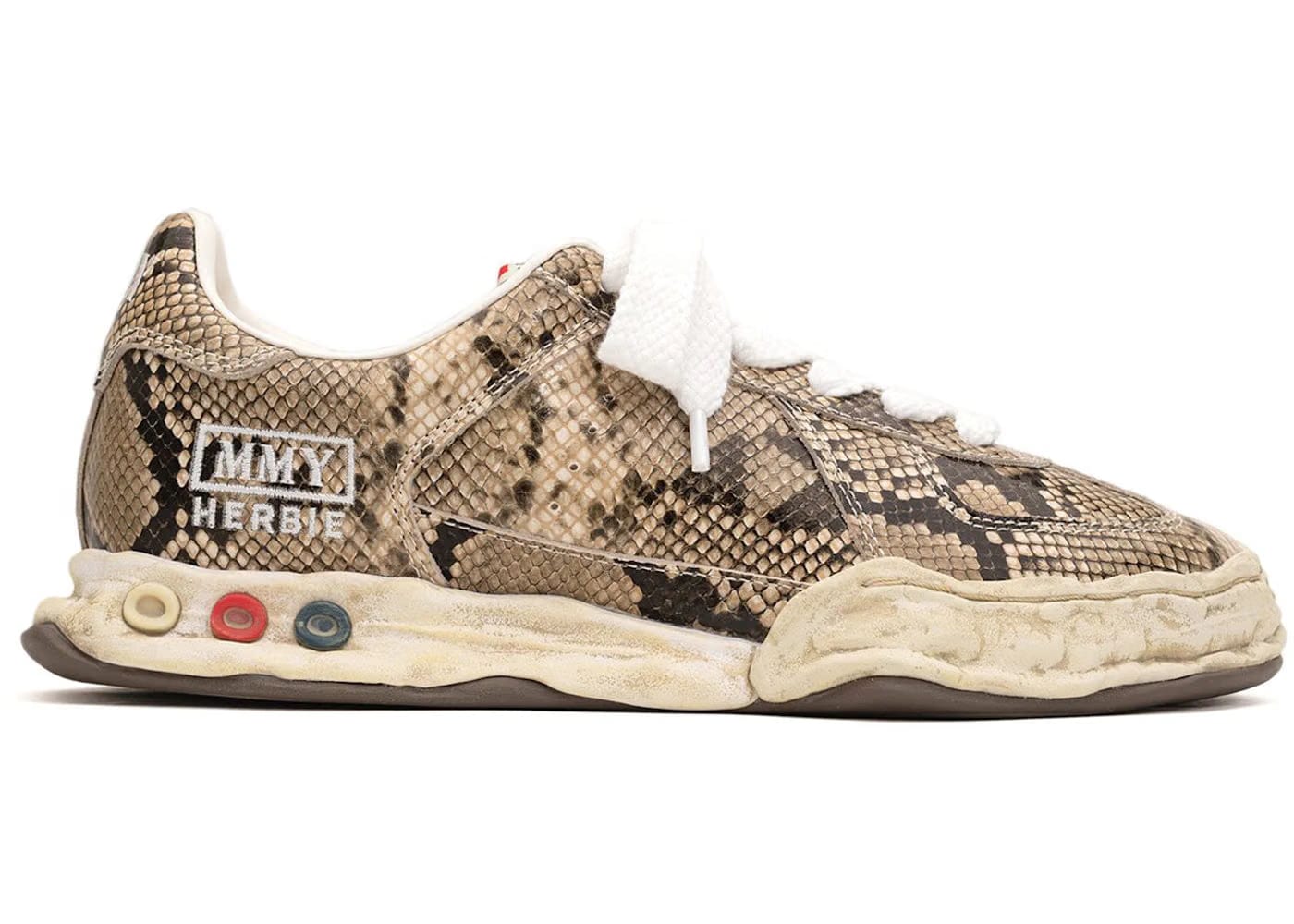 Maison Mihara Yasuhiro Herbie Og Sole Leather Low Python Printed Natural