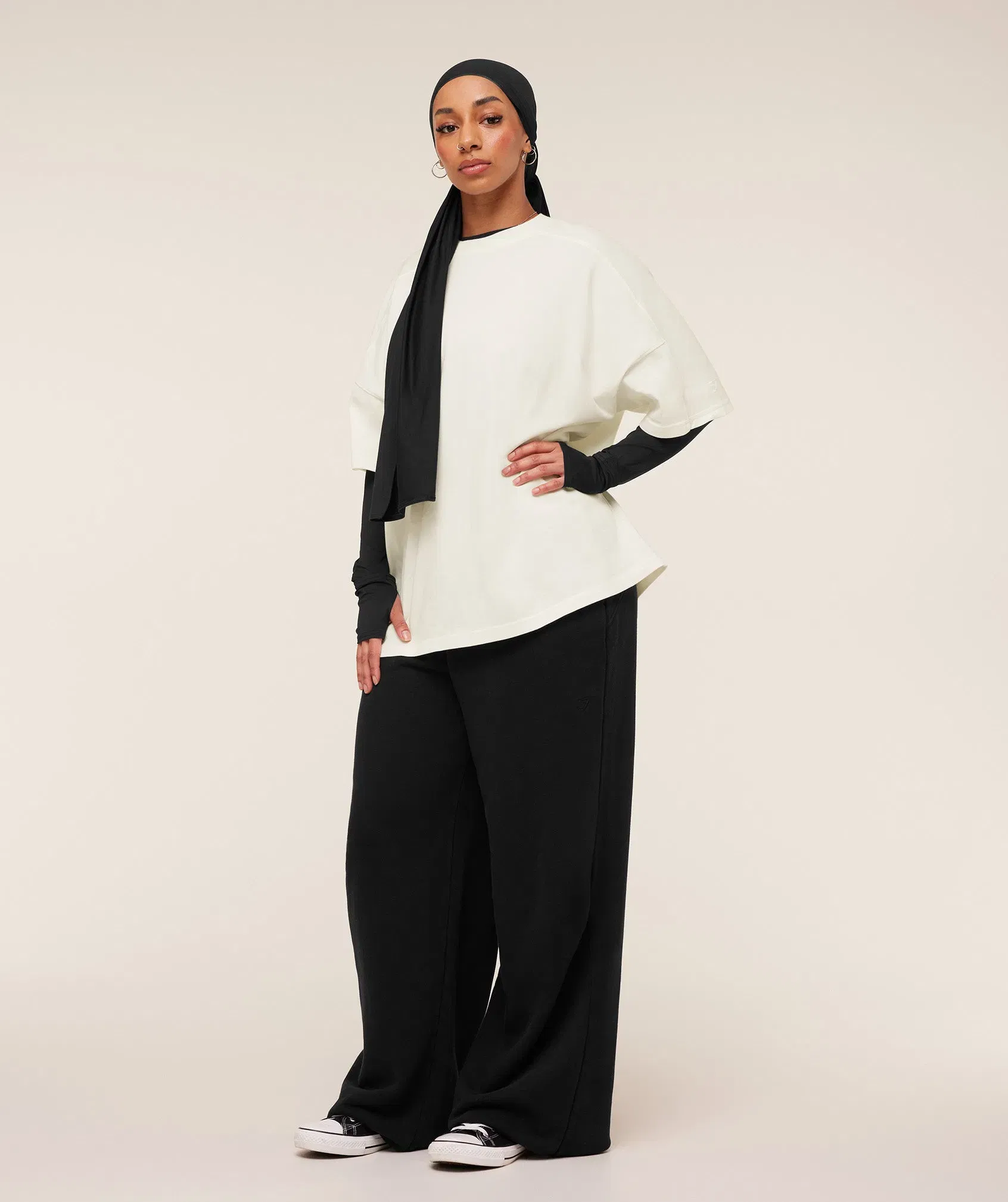 Women's Gymshark Pump Cover Structured Fleece Top Soft White