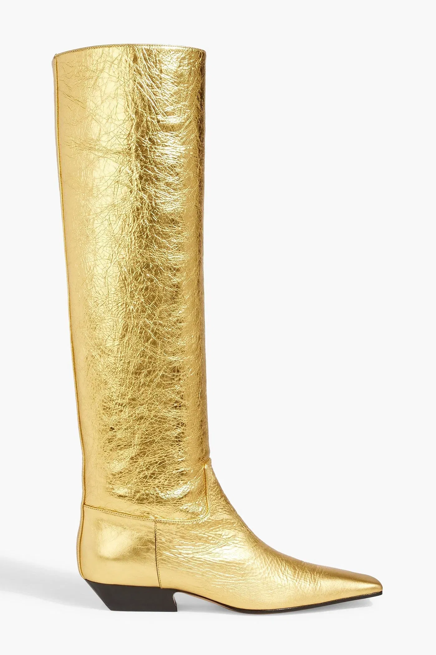 Khaite Marfa Metallic Textured-Leather Knee Boots Gold Women's