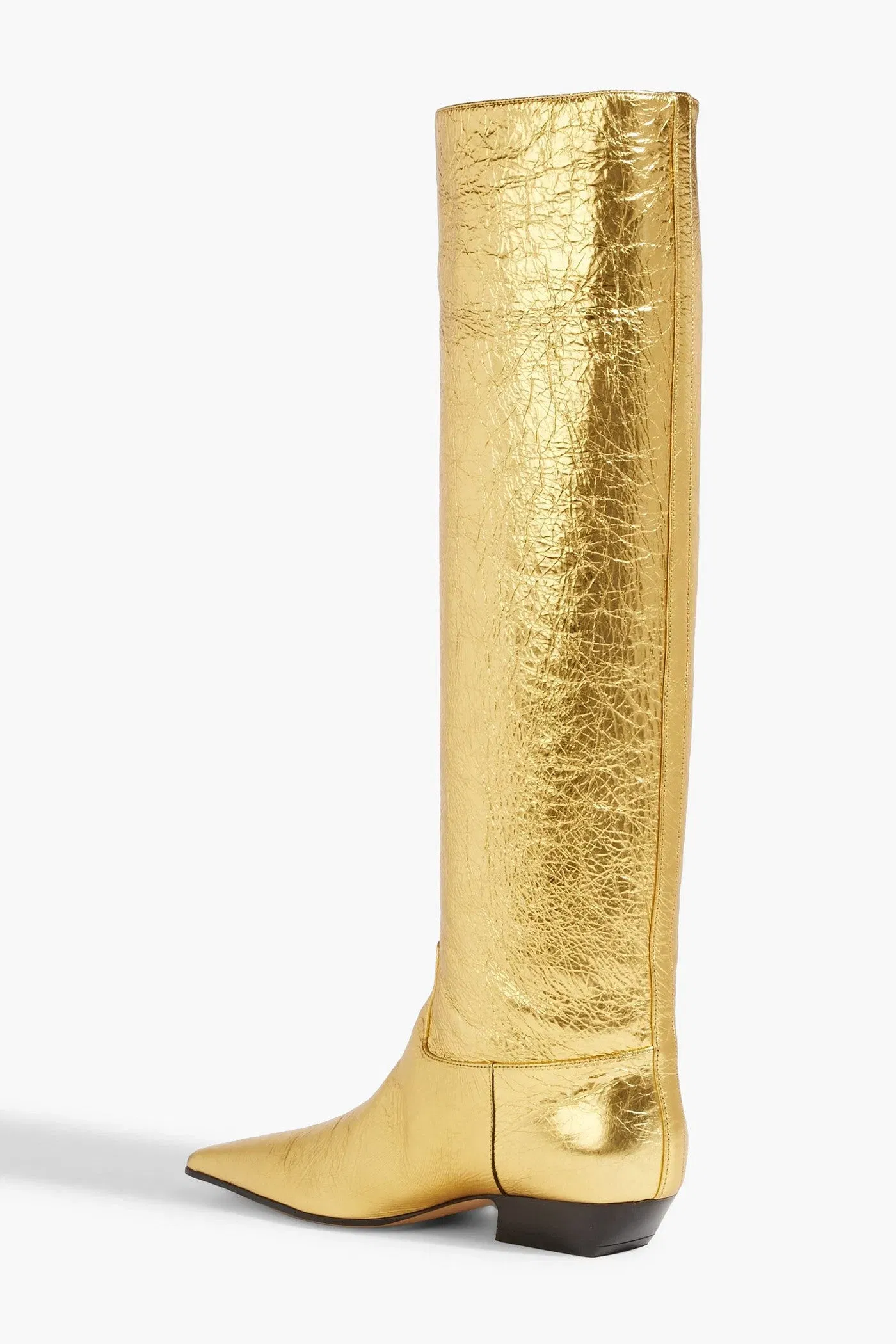 Khaite Marfa Metallic Textured-Leather Knee Boots Gold Women's