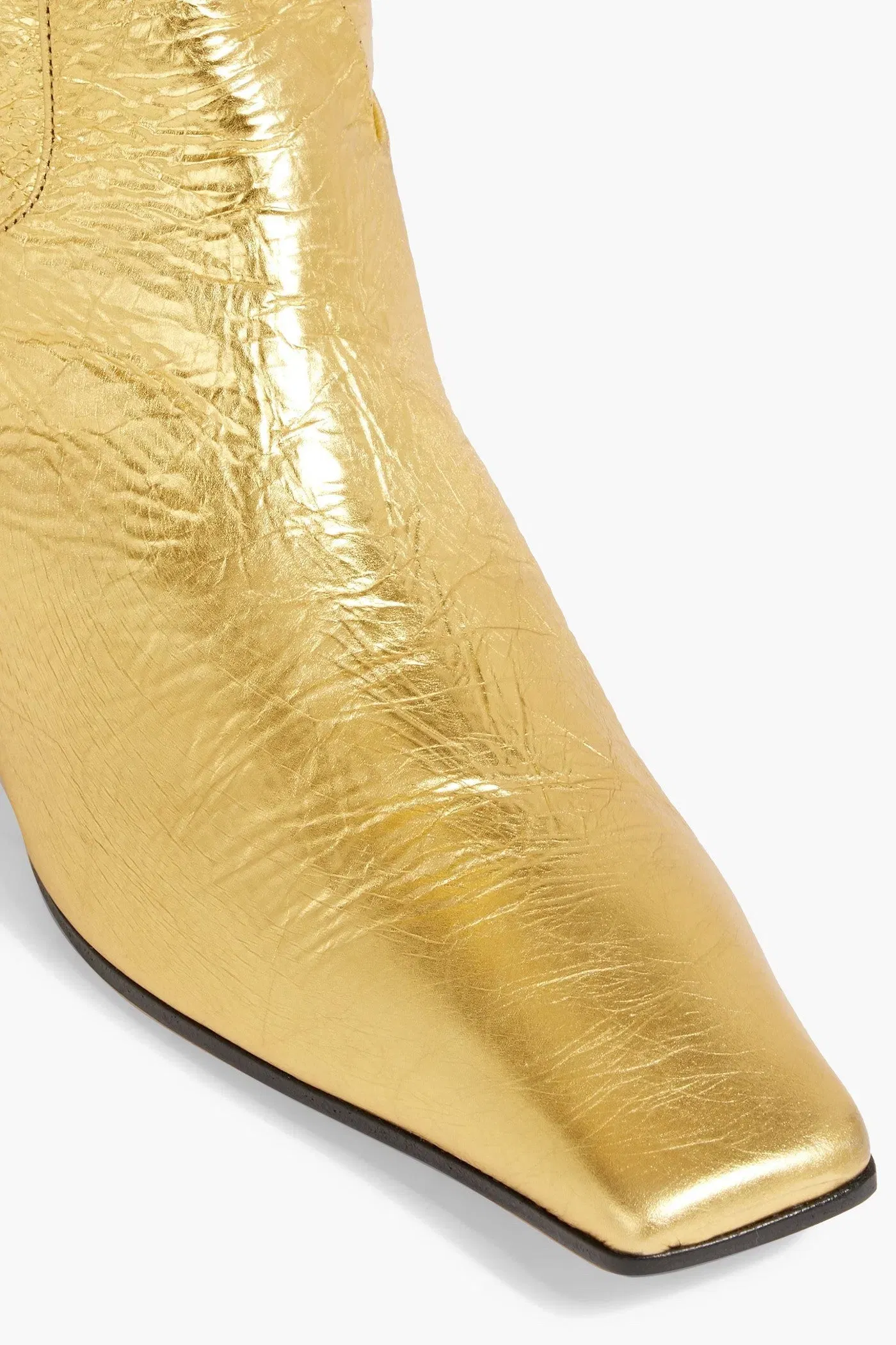 Khaite Marfa Metallic Textured-Leather Knee Boots Gold Women's