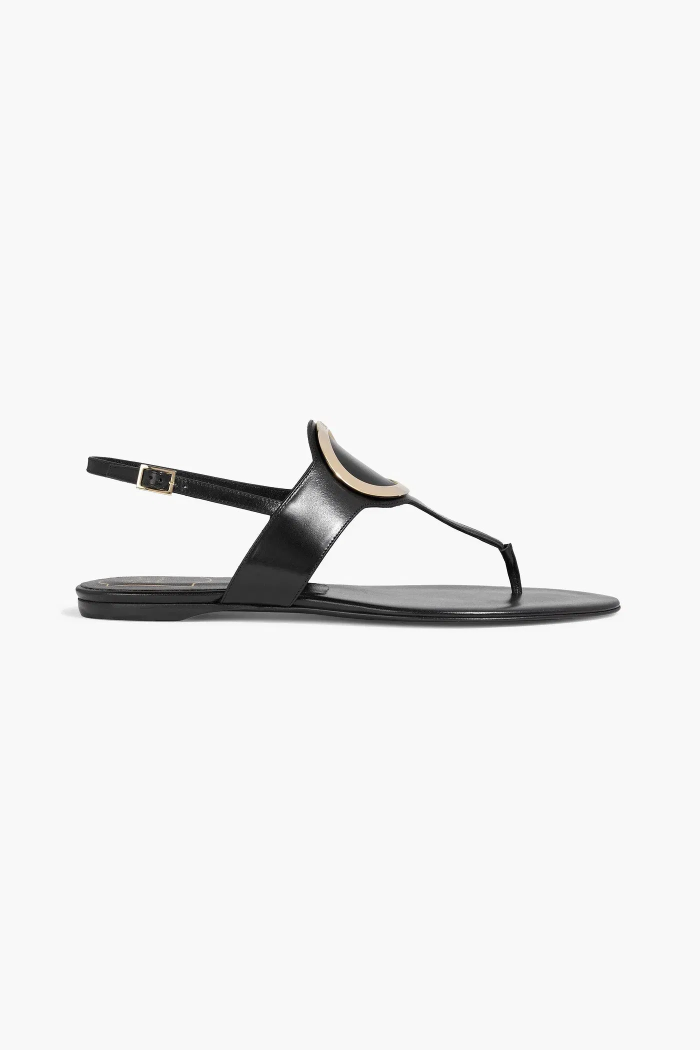Roger Vivier Embellished Leather Sandals Black Women's