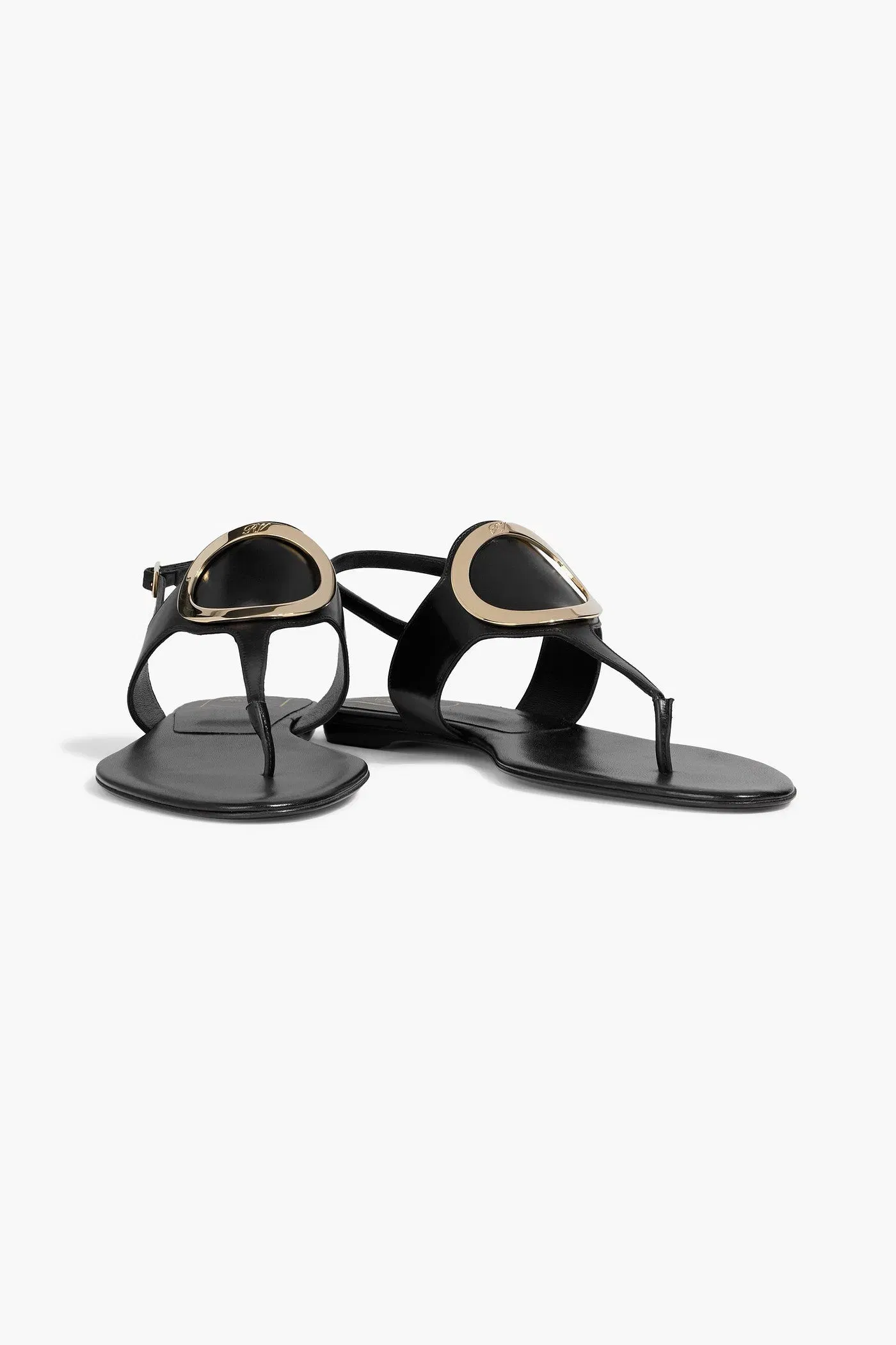Roger Vivier Embellished Leather Sandals Black Women's
