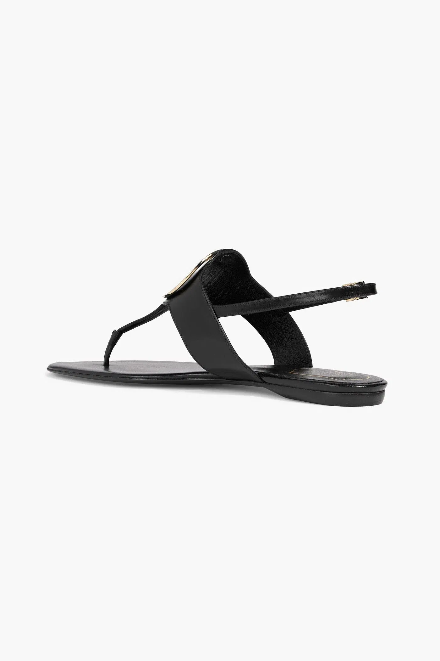 Roger Vivier Embellished Leather Sandals Black Women's