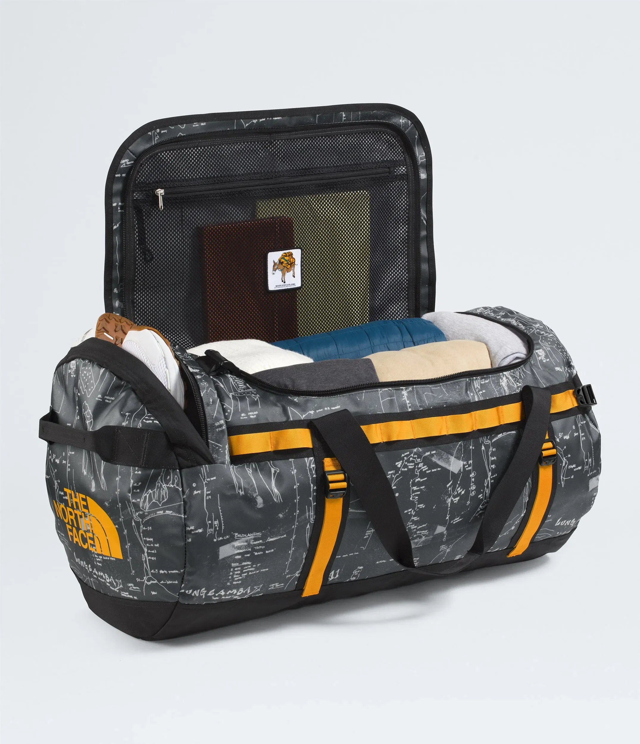 The North Face Base Camp™ Duffel—L Anthracite Grey Conrad Topos Print-Summit Gold