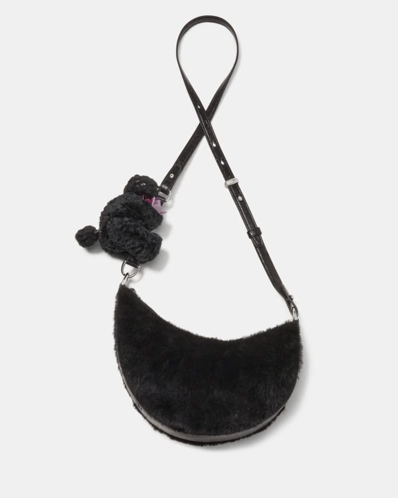 KateSpade Duo Shearling Bear Crossbody Bag Black Multi