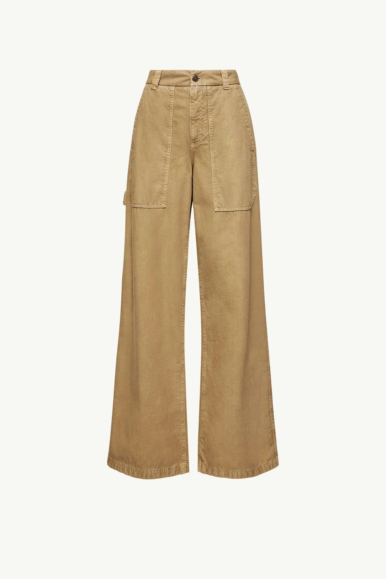 Moncler Cotton Wide Leg Pants Beige Beige