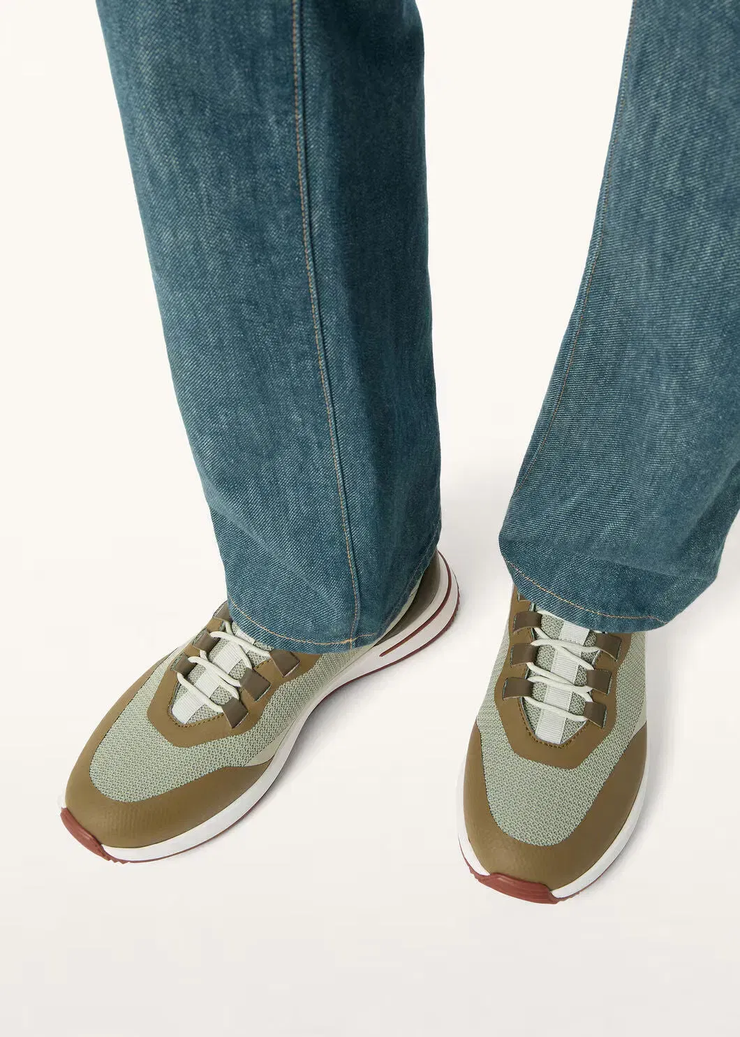 LoroPiana Week End Walk Sneaker Frost Dark Green