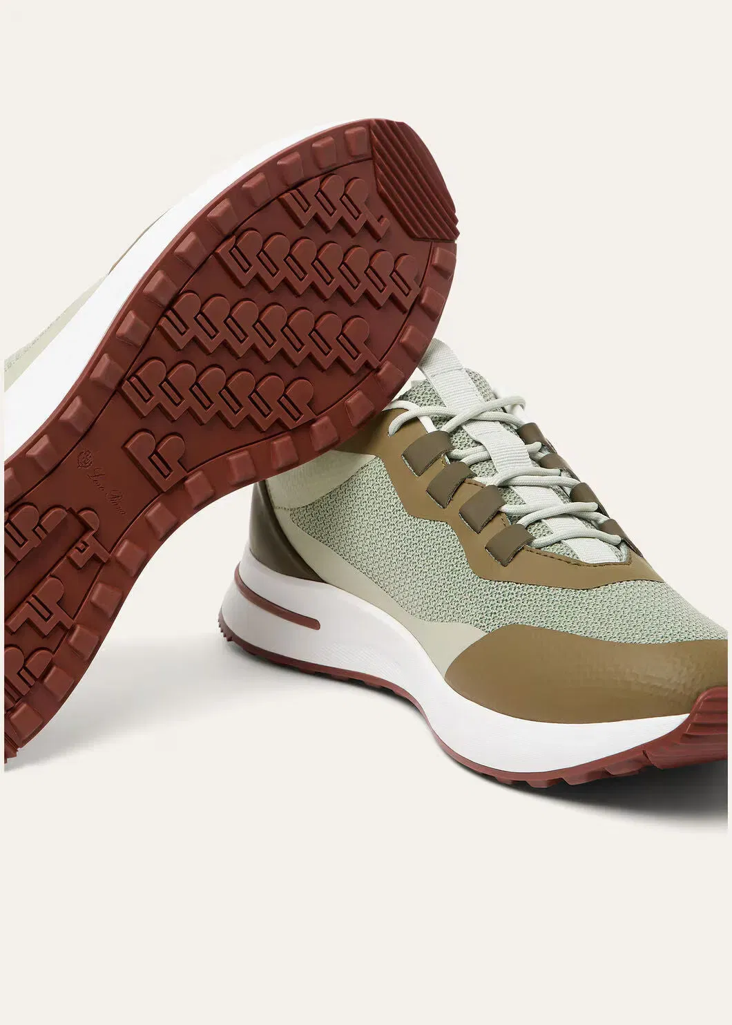 LoroPiana Week End Walk Sneaker Frost Dark Green