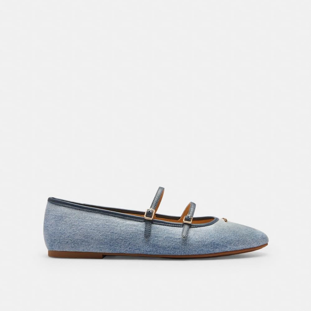 Women's Coach Double Buckle Mary Jane In Loved Denim Light Denim