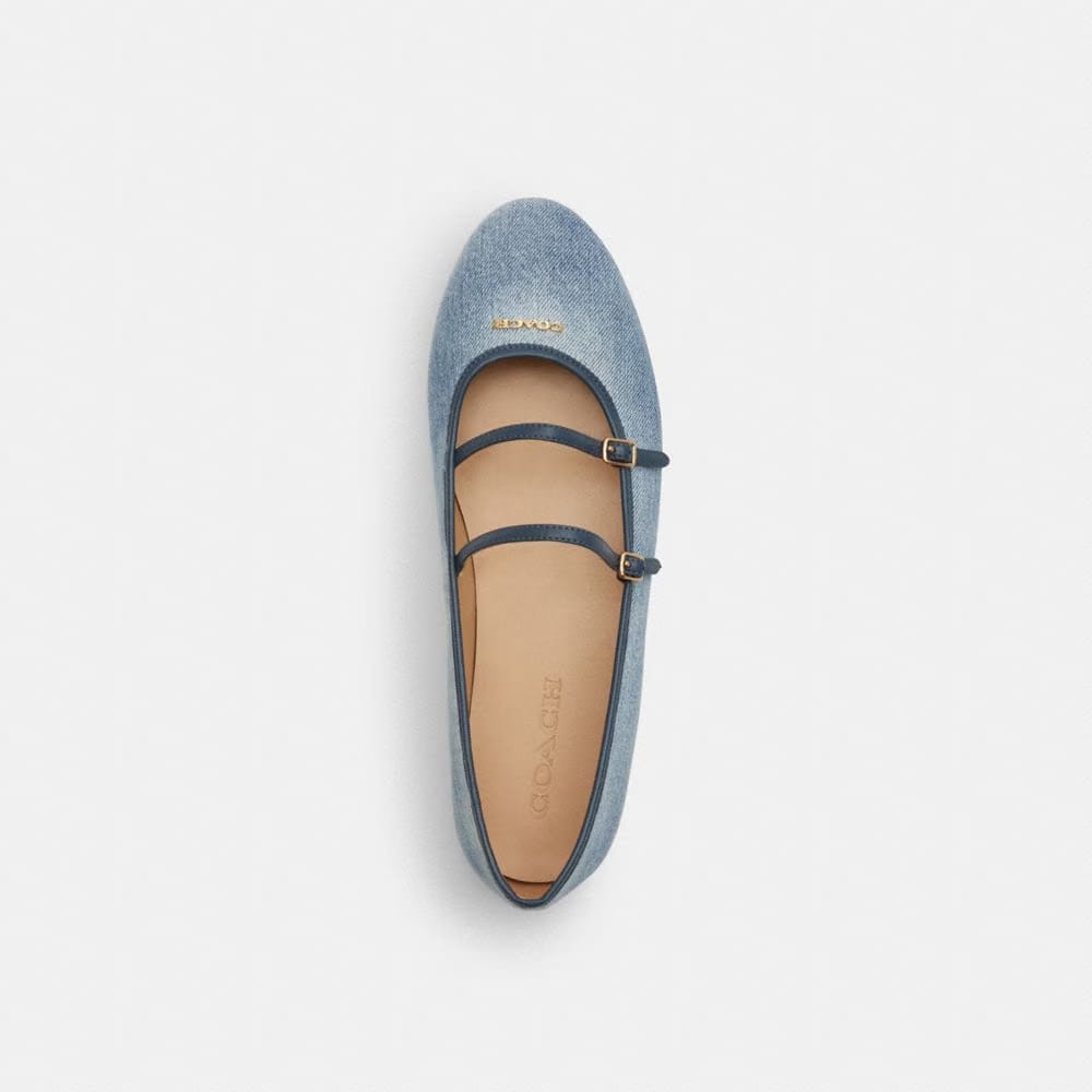 Women's Coach Double Buckle Mary Jane In Loved Denim Light Denim