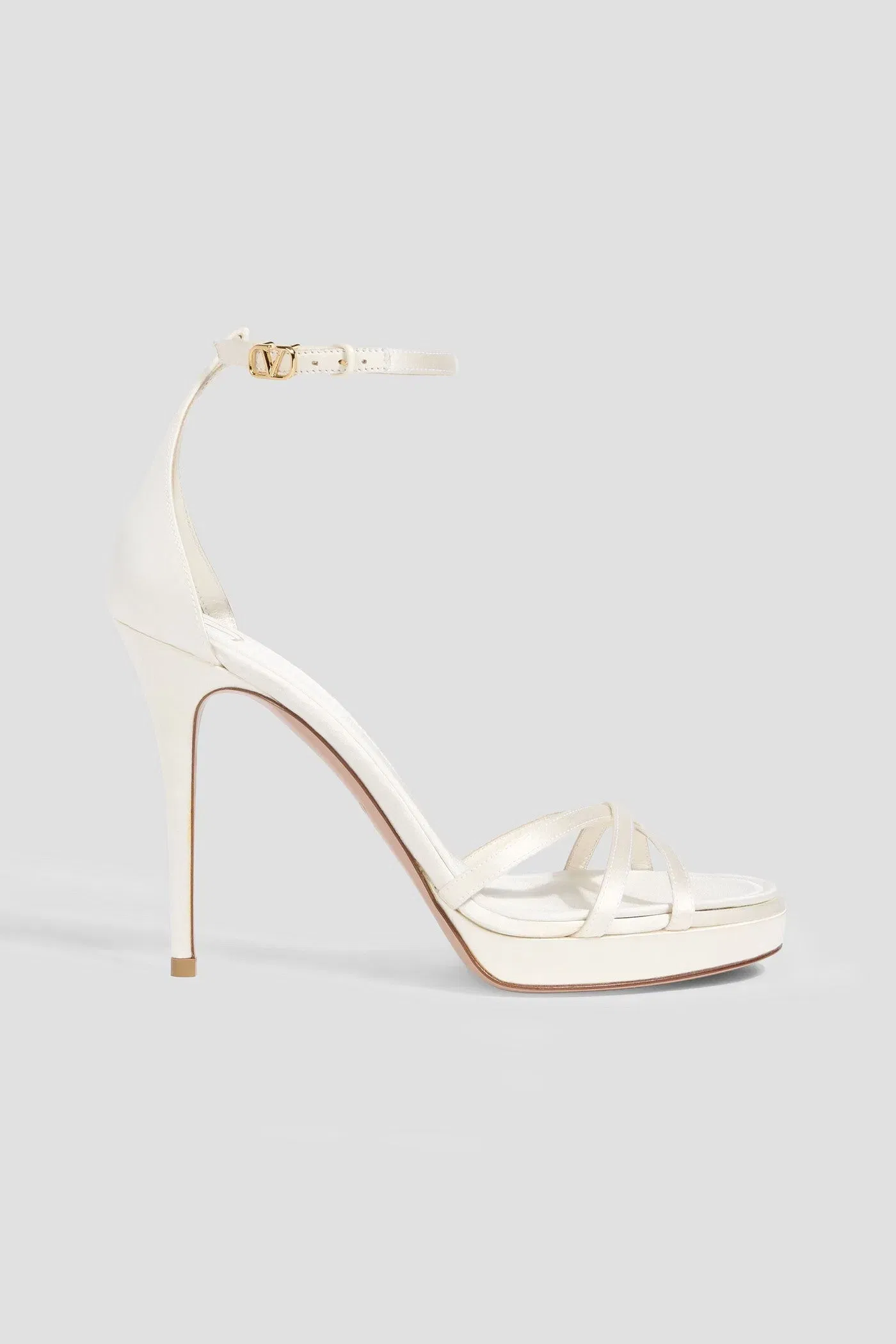 Valentino Garavani Eveninglam 100 Satin Platform Sandals Off-White Women's