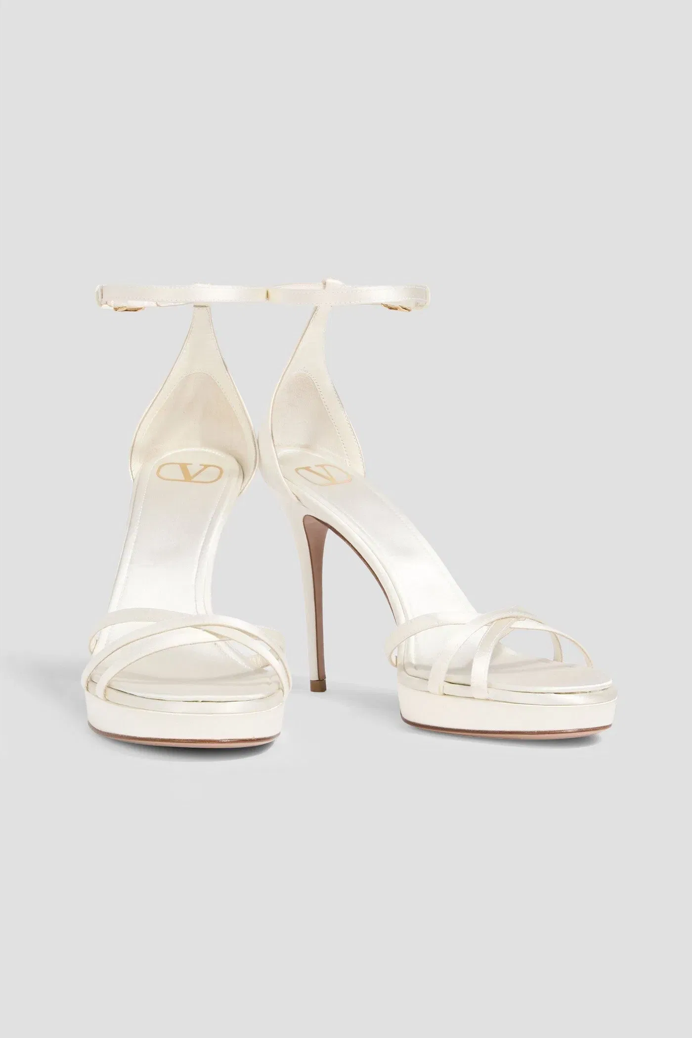 Valentino Garavani Eveninglam 100 Satin Platform Sandals Off-White Women's