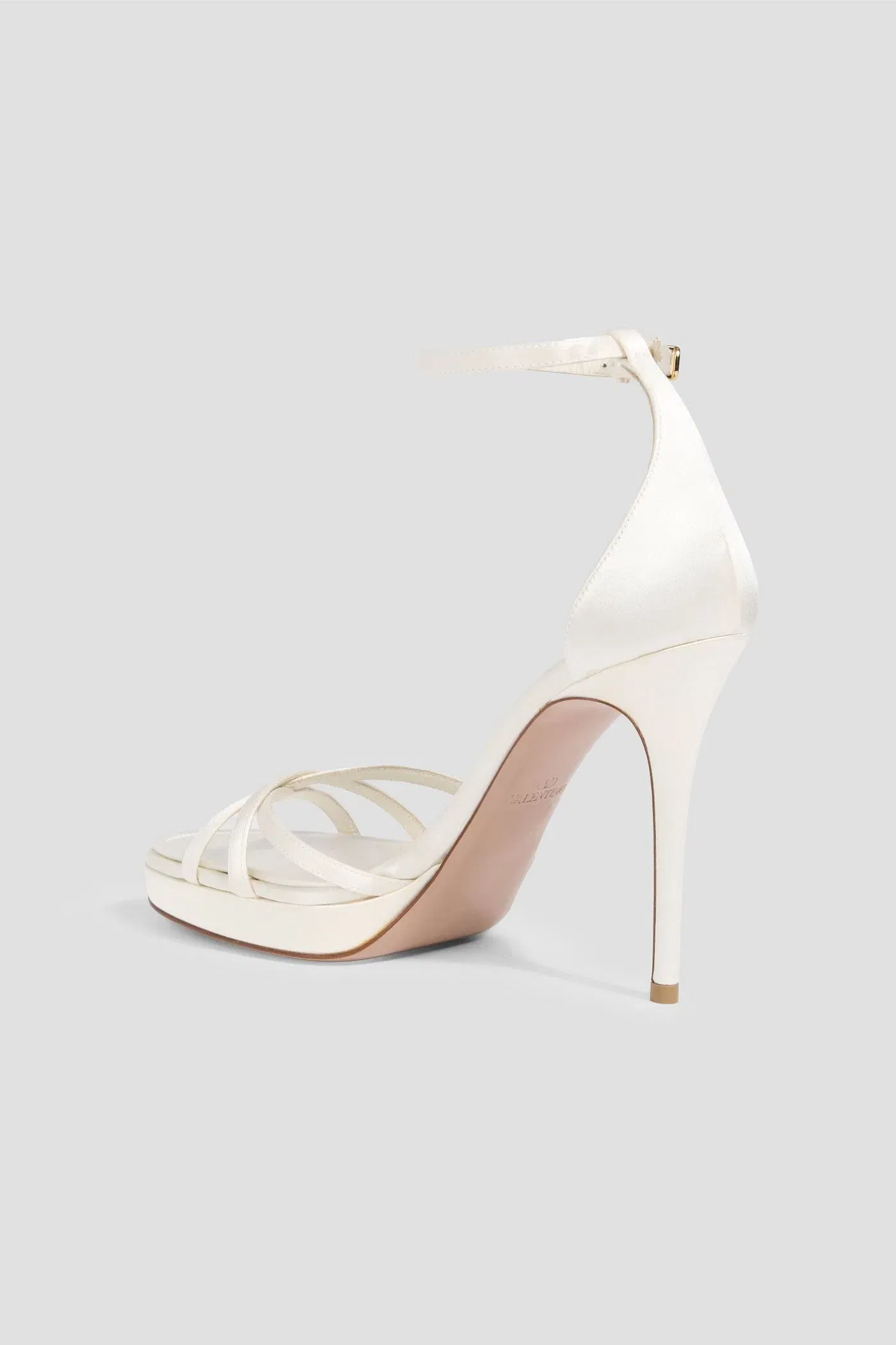 Valentino Garavani Eveninglam 100 Satin Platform Sandals Off-White Women's