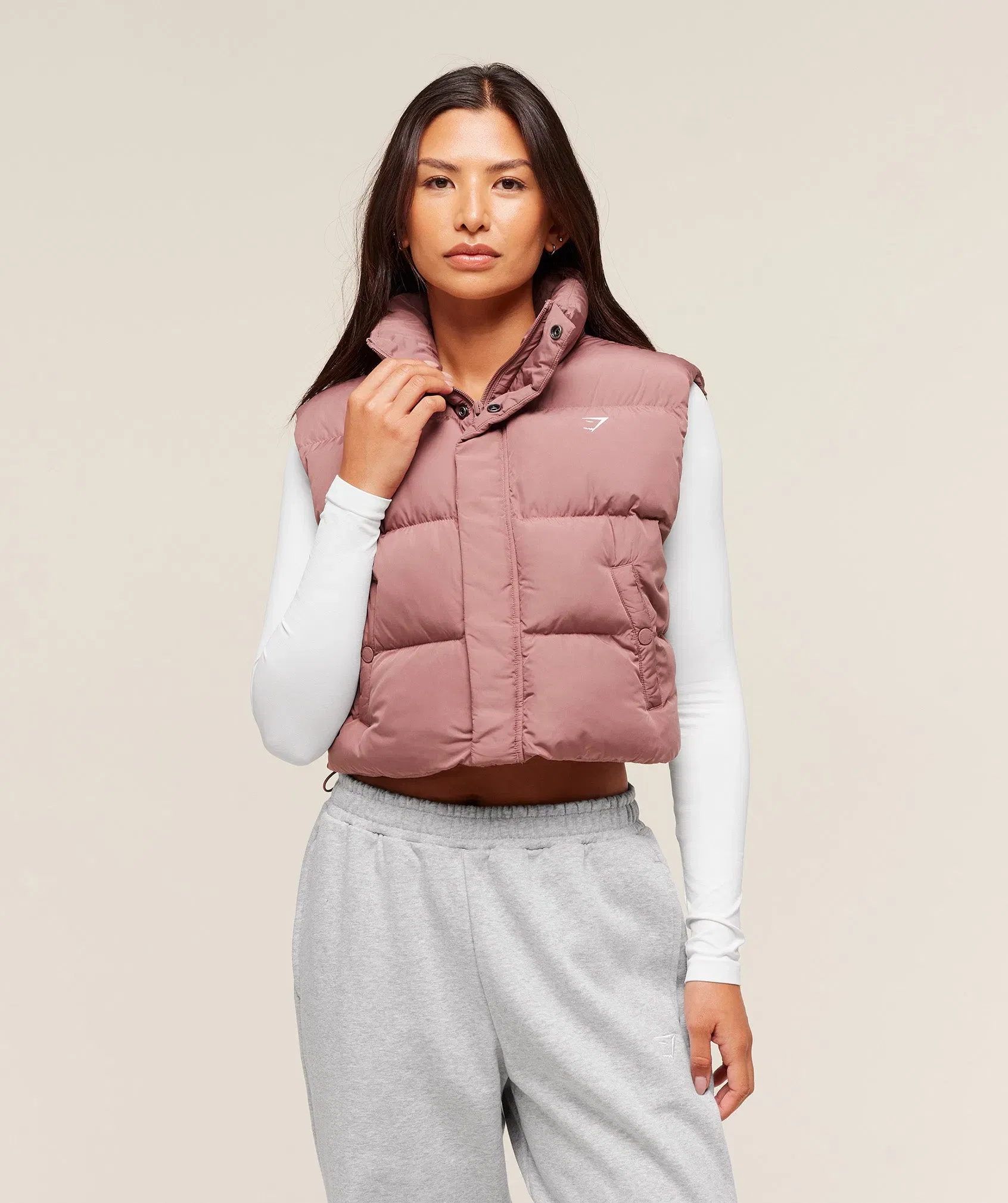Women's Gymshark Puffer Vest Brick Brown
