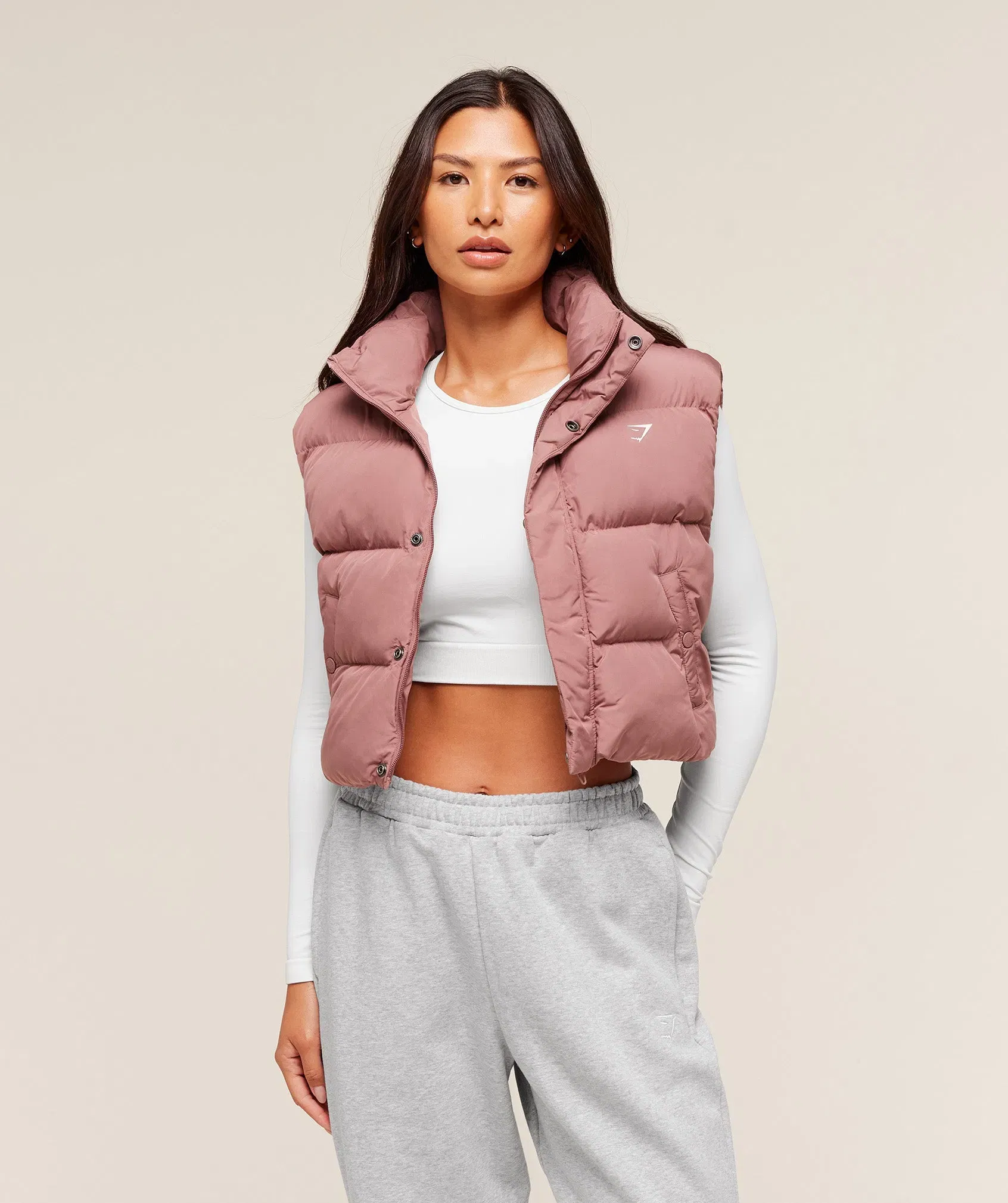 Women's Gymshark Puffer Vest Brick Brown