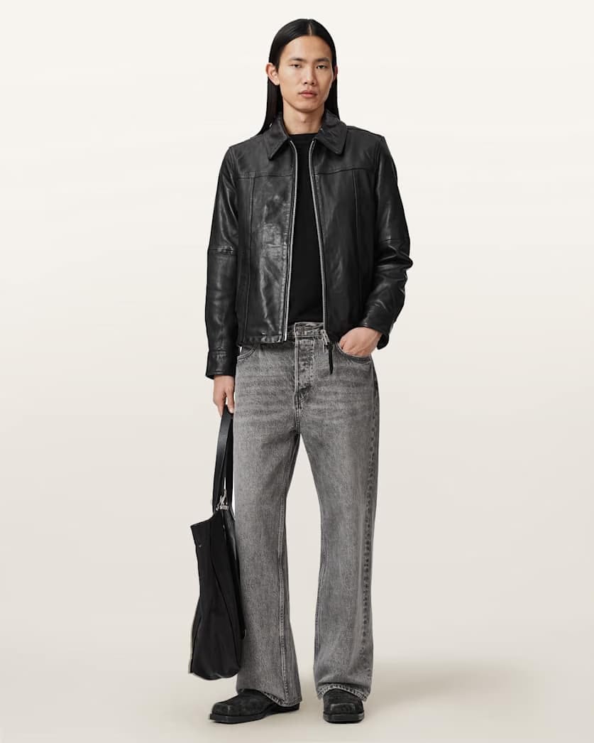 AllSaints Repurpose Tailored Leather Jacket Black