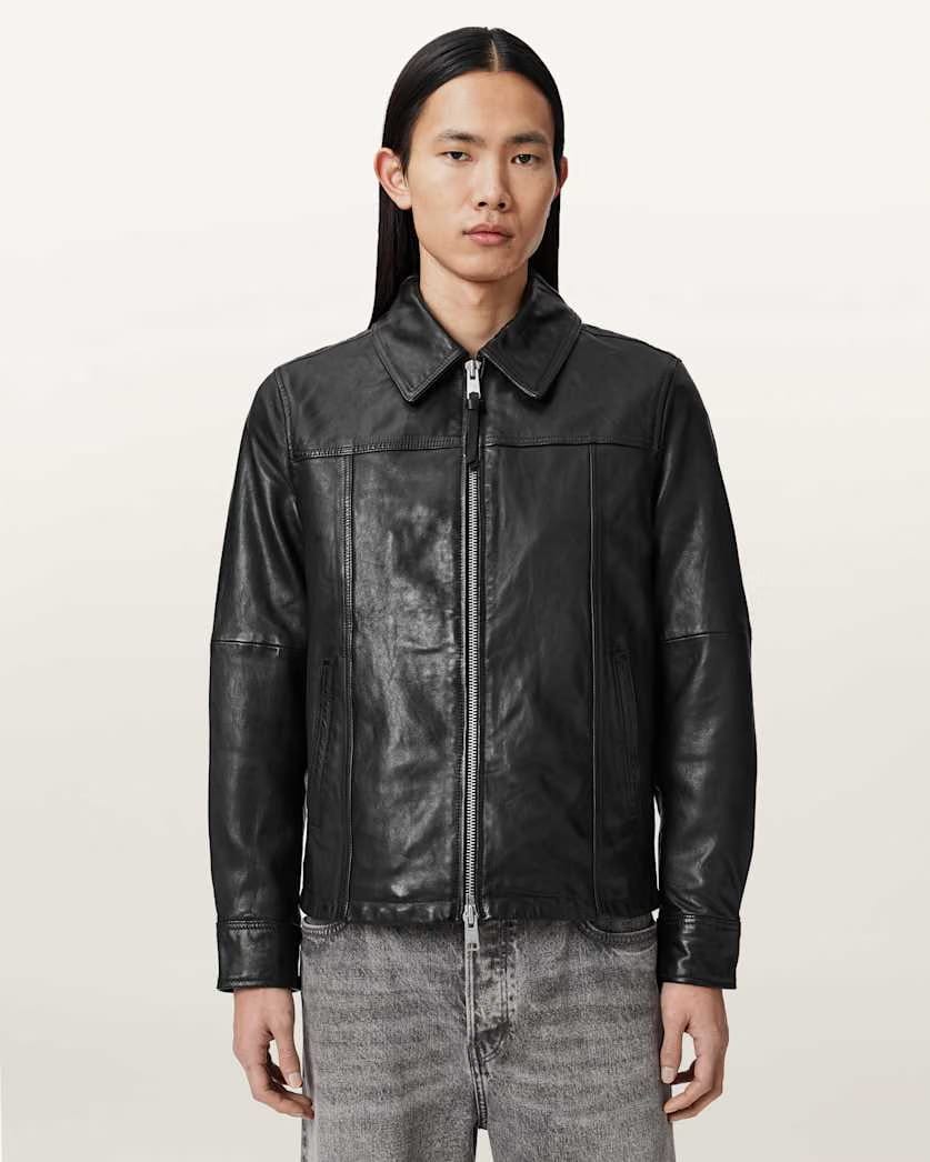 AllSaints Repurpose Tailored Leather Jacket Black