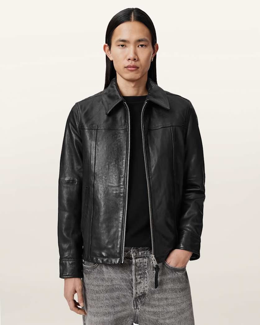 AllSaints Repurpose Tailored Leather Jacket Black