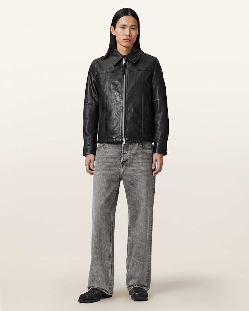 AllSaints Repurpose Tailored Leather Jacket Black