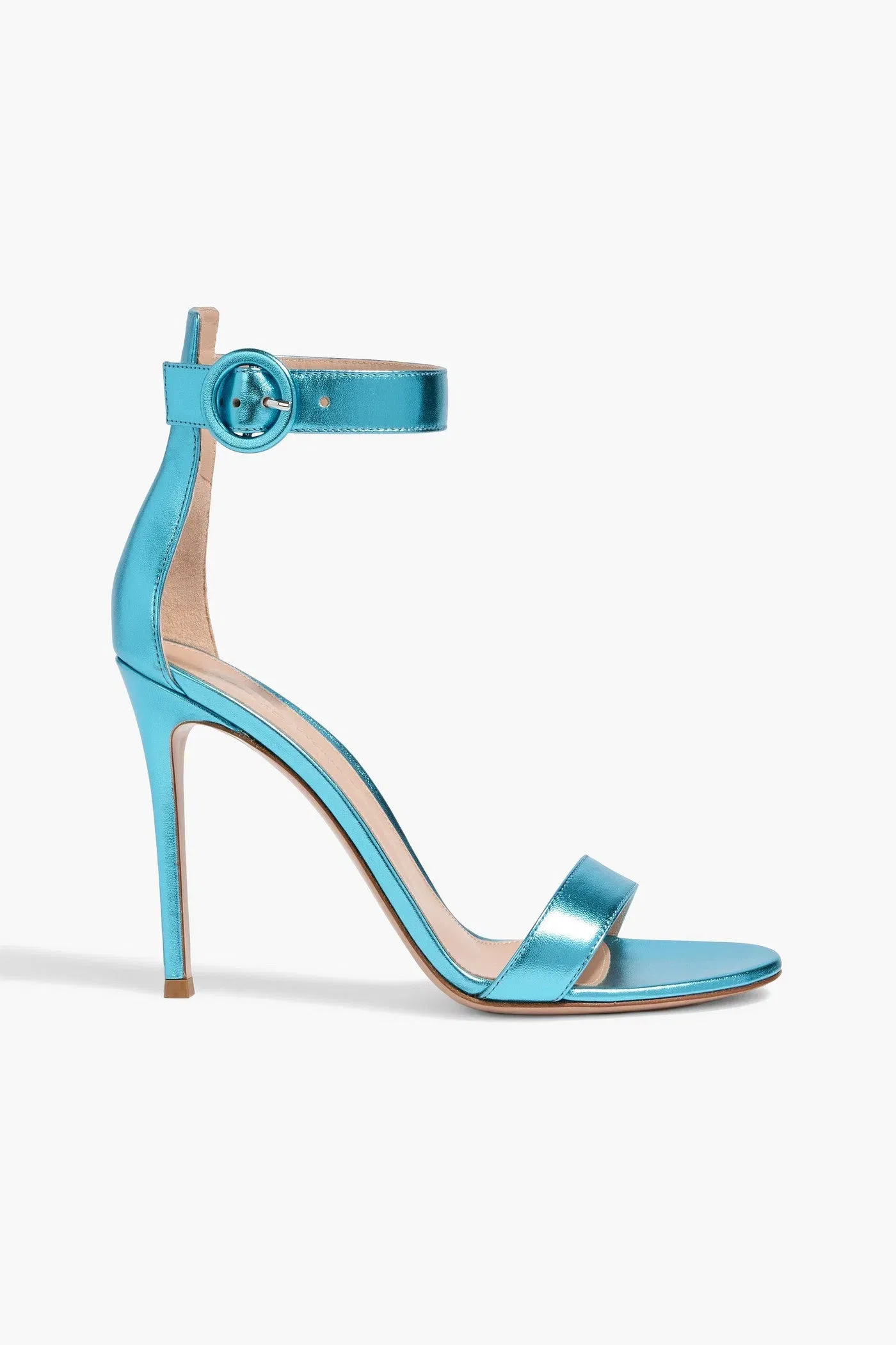 Gianvito Rossi Portofino 105 Metallic Leather Sandals Azure Women's