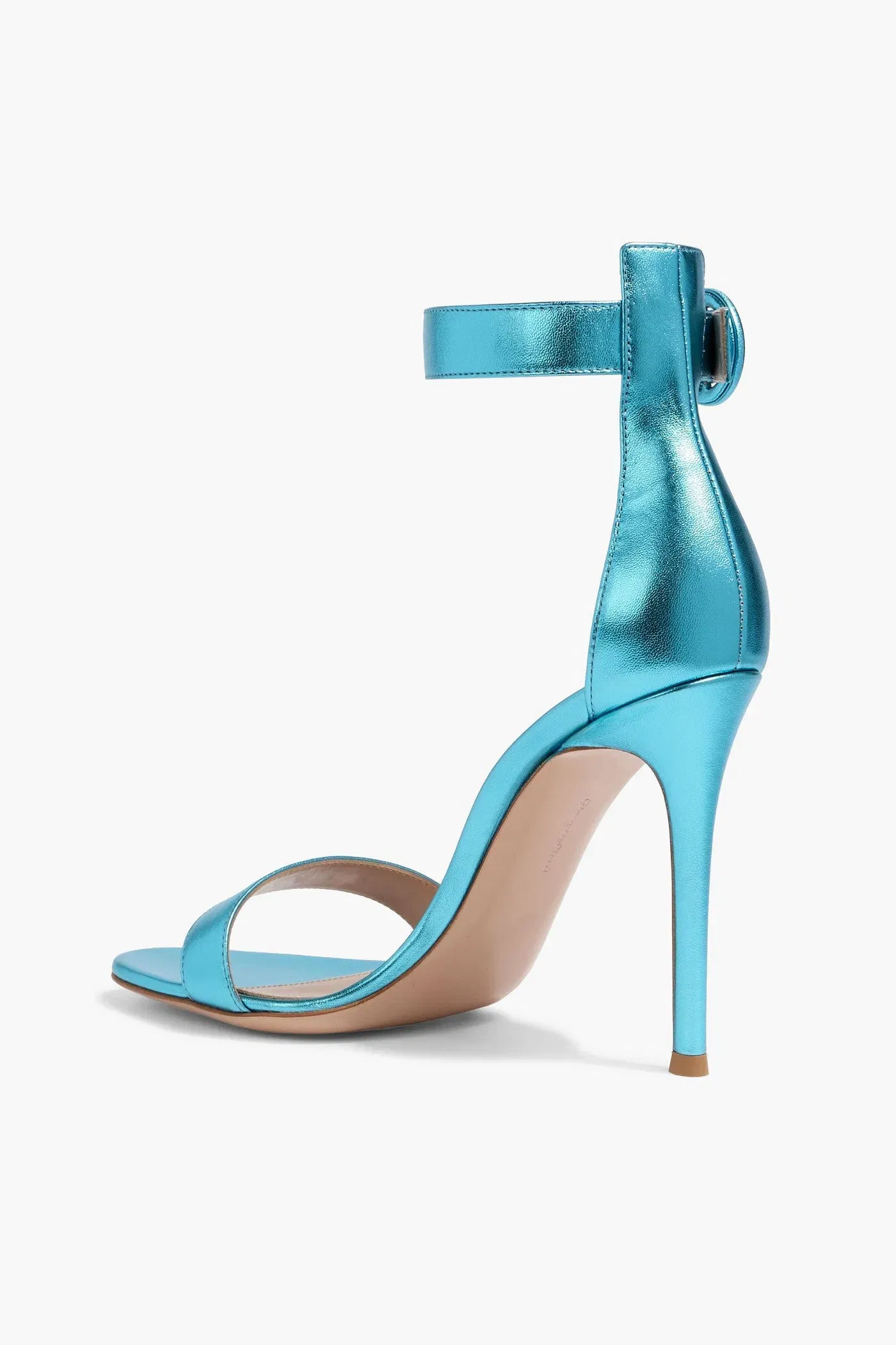 Gianvito Rossi Portofino 105 Metallic Leather Sandals Azure Women's