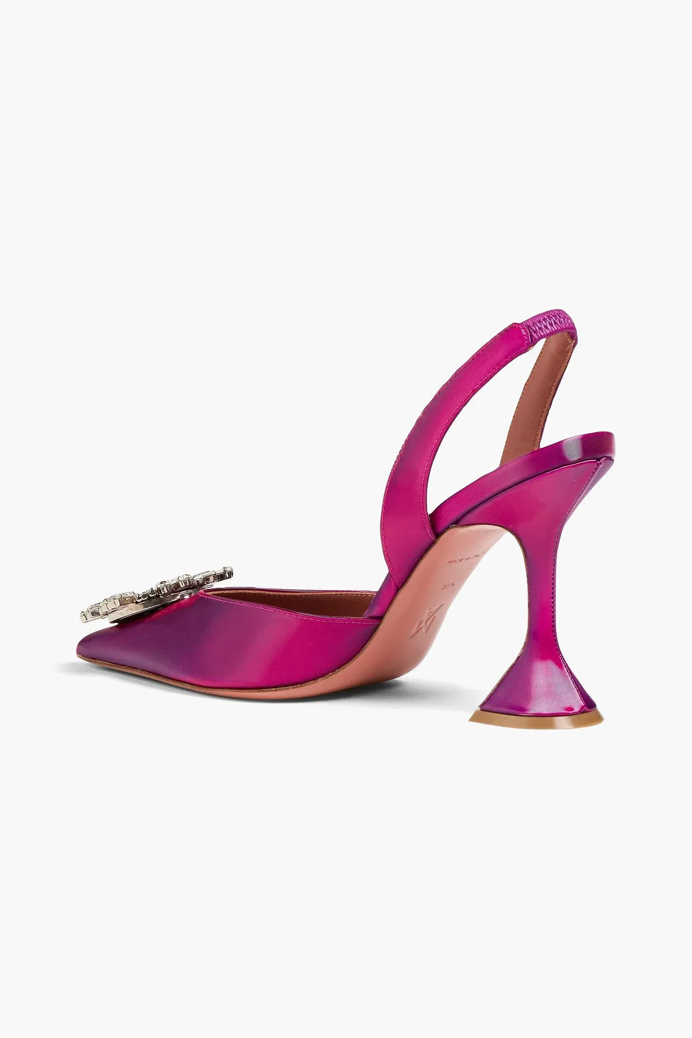 Amina Muaddi Begum Embellished Iridescent-Effect Leather Slingback Pumps Purple Women's