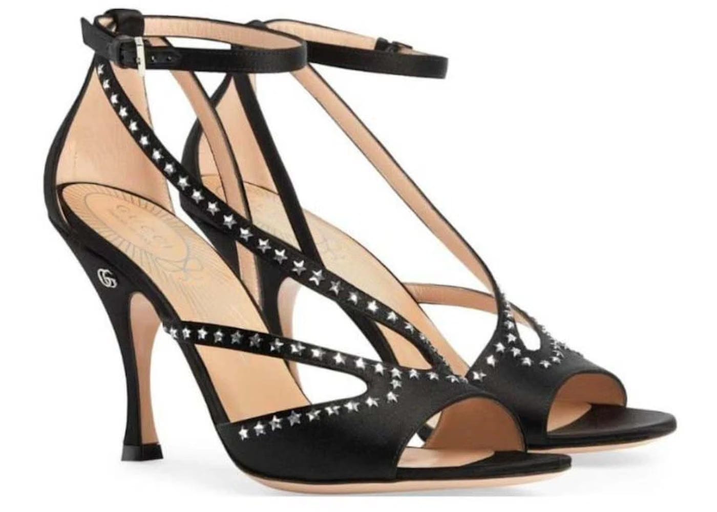 Gucci Star-Embellished Gg 95Mm Sandals Black Womens