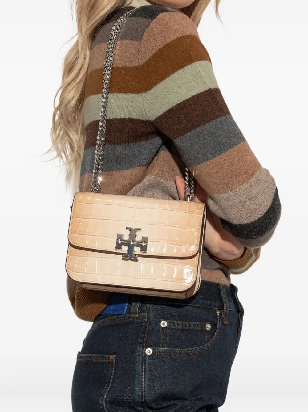 small Eleanor crocodile-embossed shoulder bag