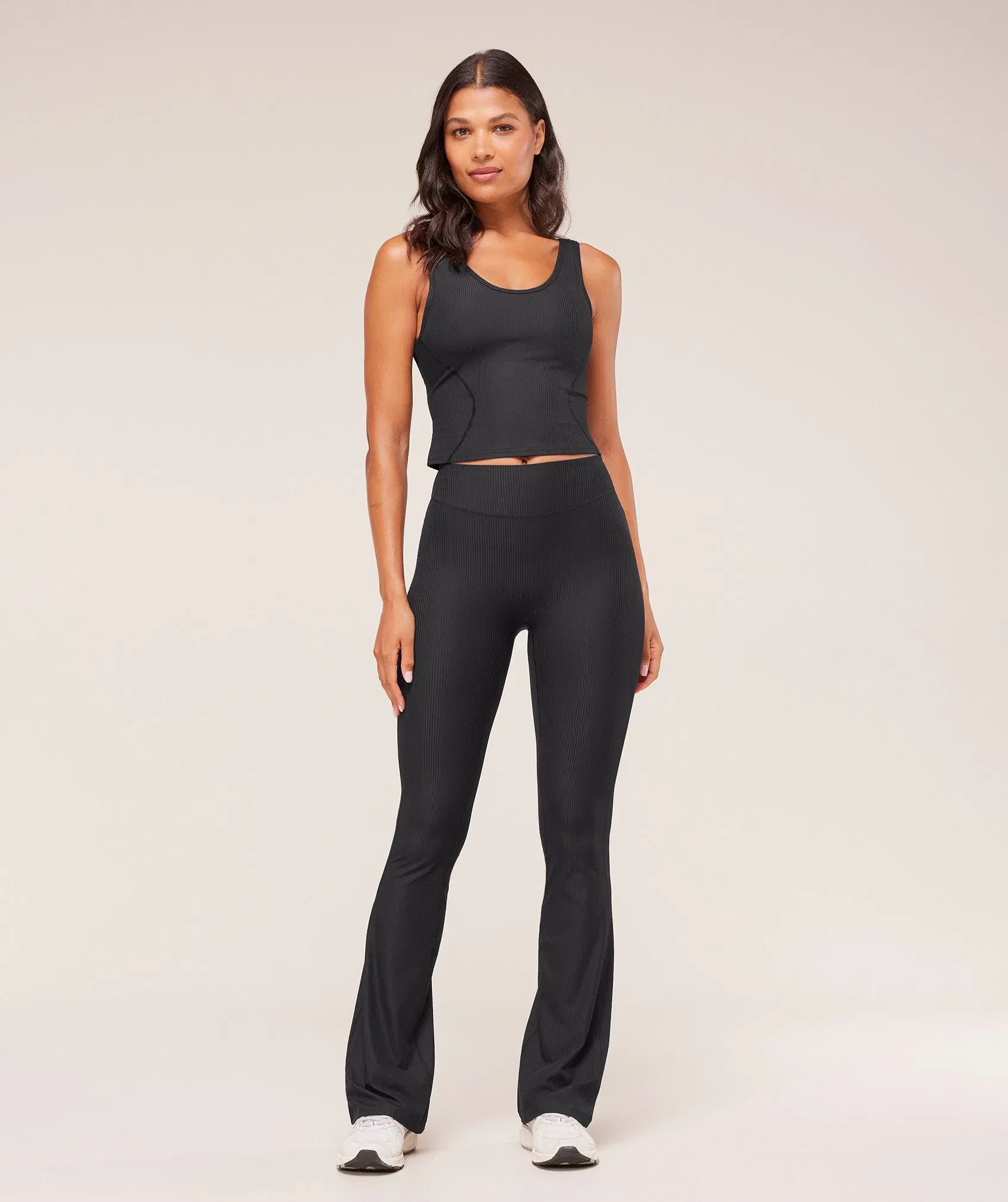 Women's Gymshark Ribbed Flared Leggings Black
