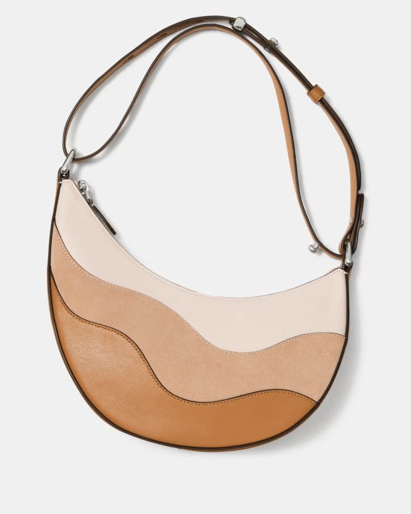 KateSpade Duo Wavy Suede Crossbody Bag Garden Soil