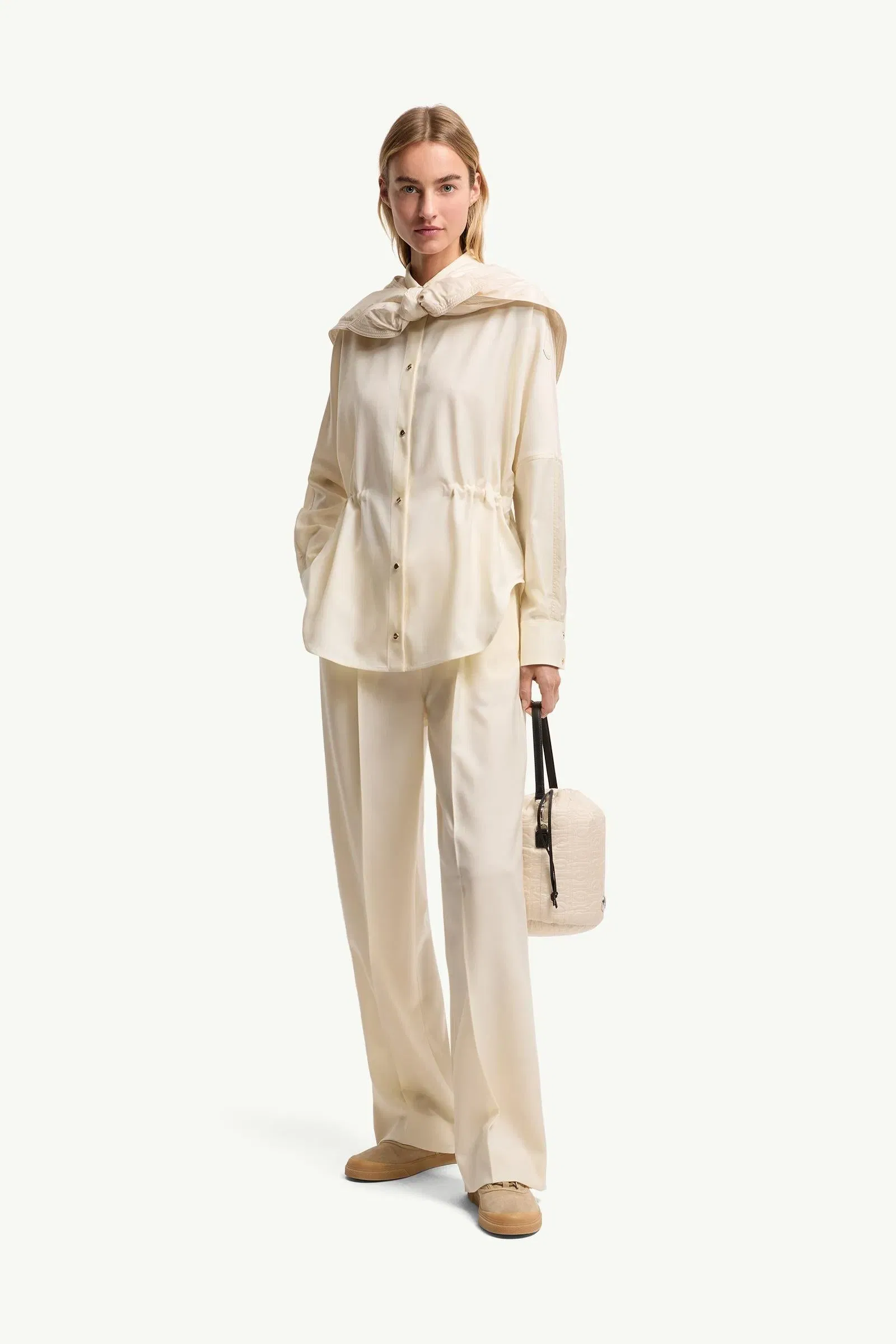 Moncler Wool Gabardine Tailored Pants White White