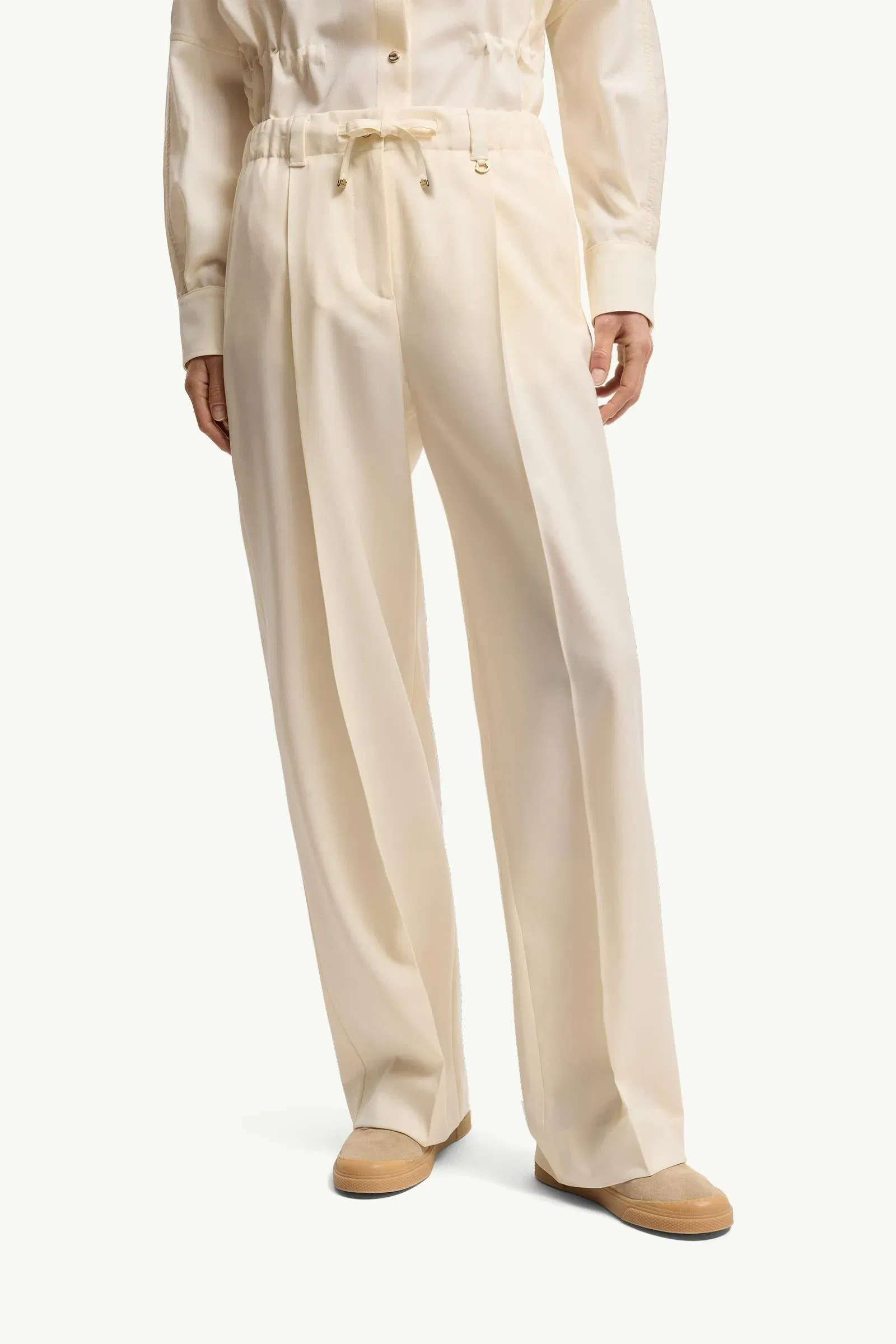 Moncler Wool Gabardine Tailored Pants White White