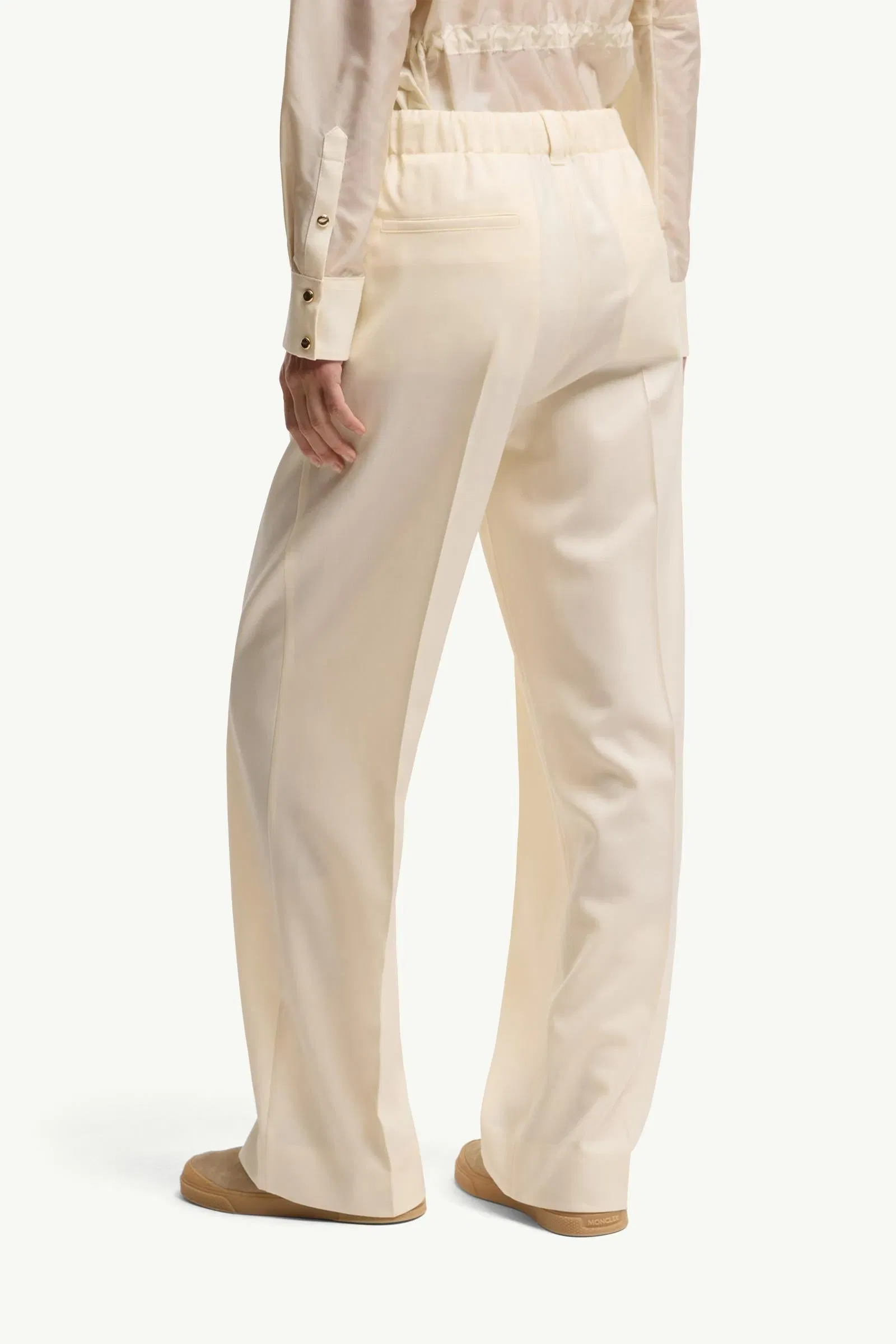 Moncler Wool Gabardine Tailored Pants White White