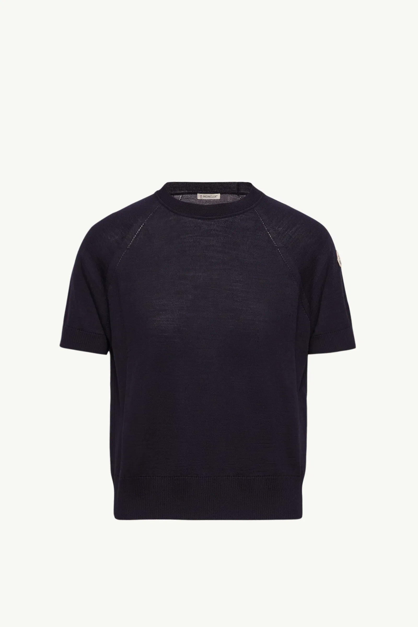 Moncler Short Sleeve Wool Sweater Dark Blue Dark Blue
