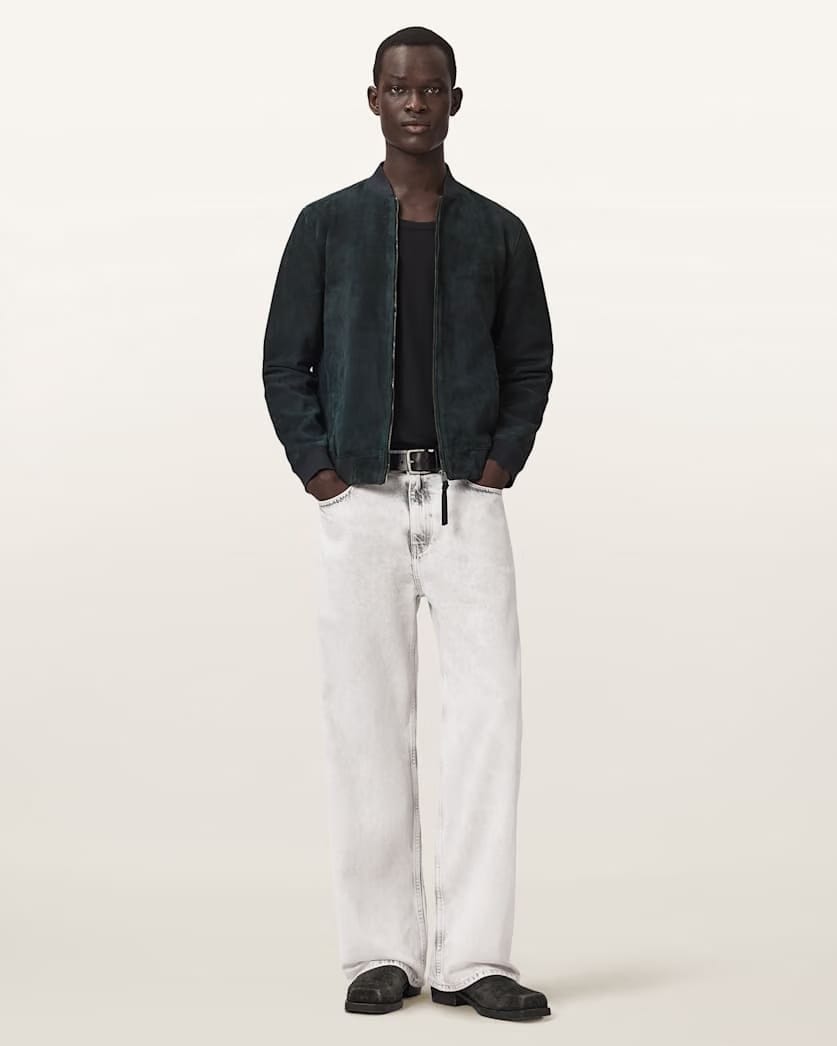 AllSaints Morten Relaxed Fit Suede Bomber Jacket Karoo Brown