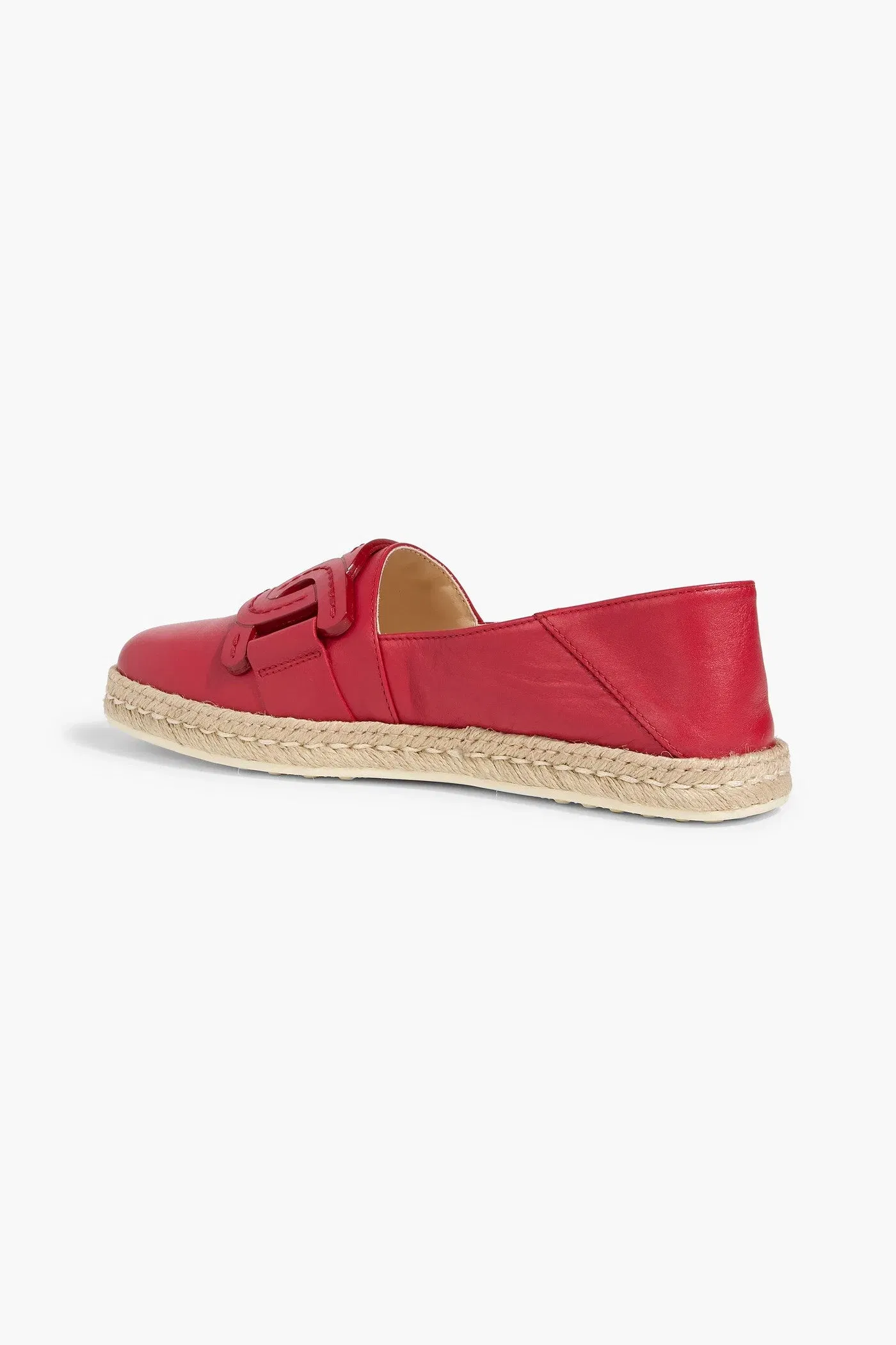 Tod's Embellished Leather Espadrilles Crimson Women's