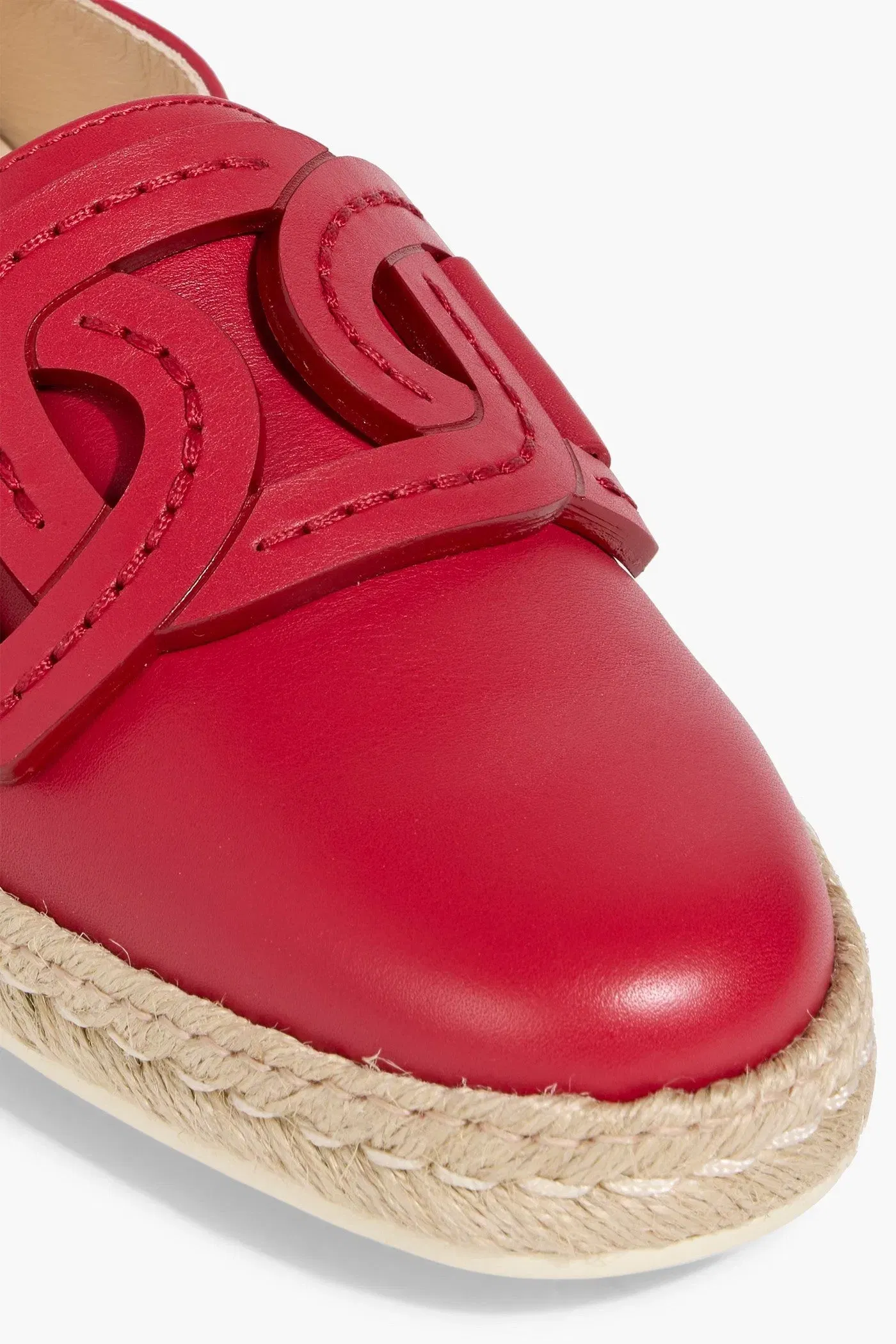 Tod's Embellished Leather Espadrilles Crimson Women's