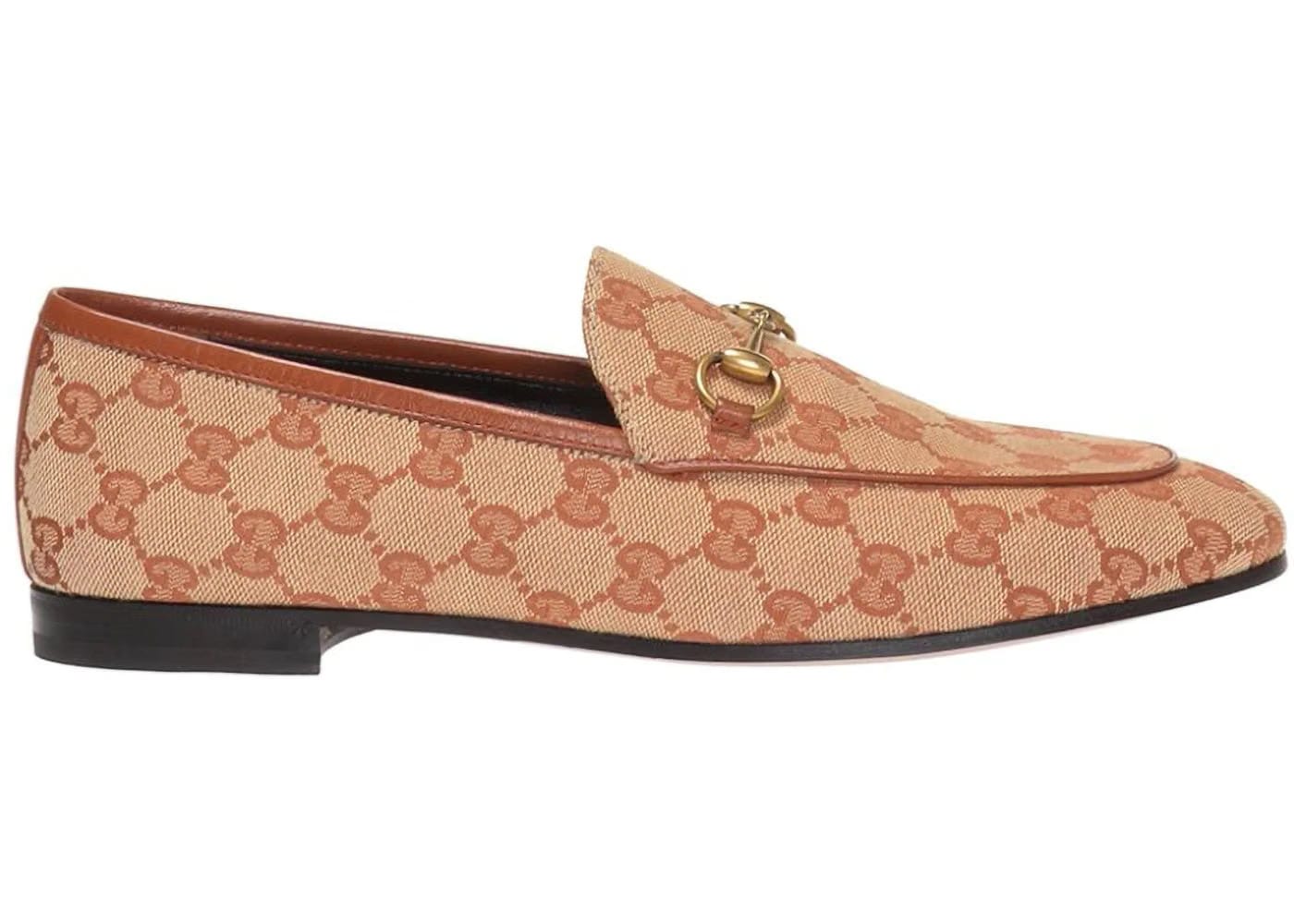 Gucci Jordaan Supreme Canvas Loafers Gg Beige Rust Womens