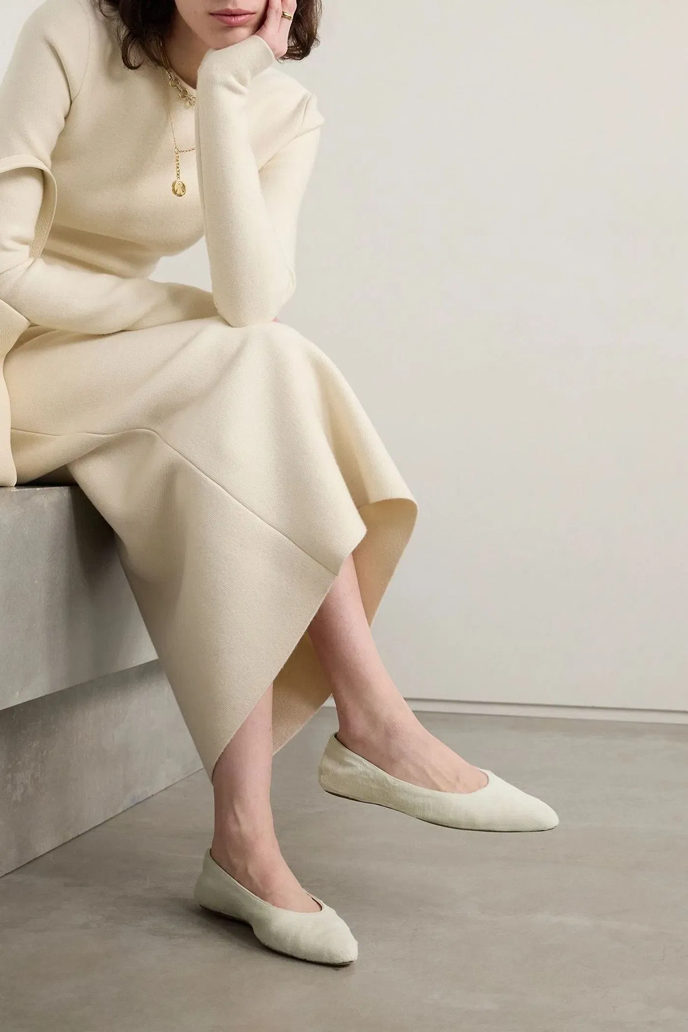 Gabriela Hearst Andre Calf Hair Point-Toe Flats Ivory Women's